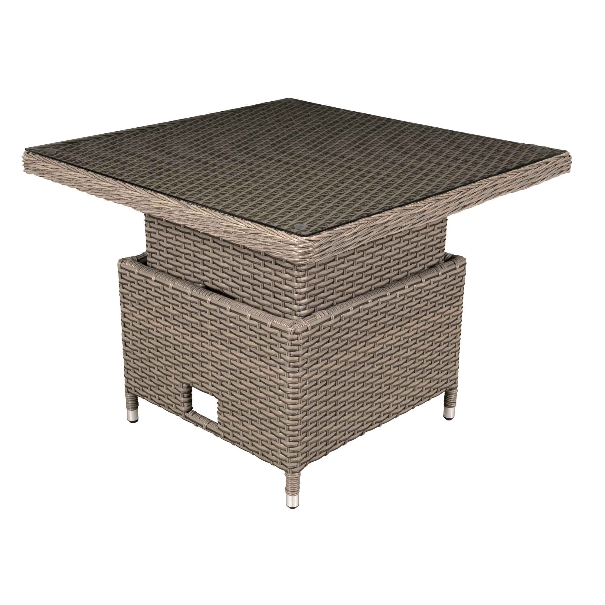 Chester Rattan Wicker Adjustable-Height Outdoor Dining Table - Dellonda