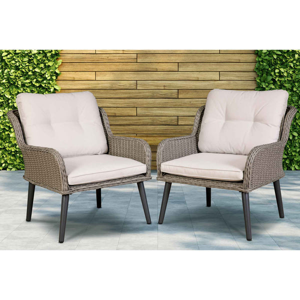 Buxton Rattan Wicker Outdoor Lounge Chairs with Cushion Grey DG79