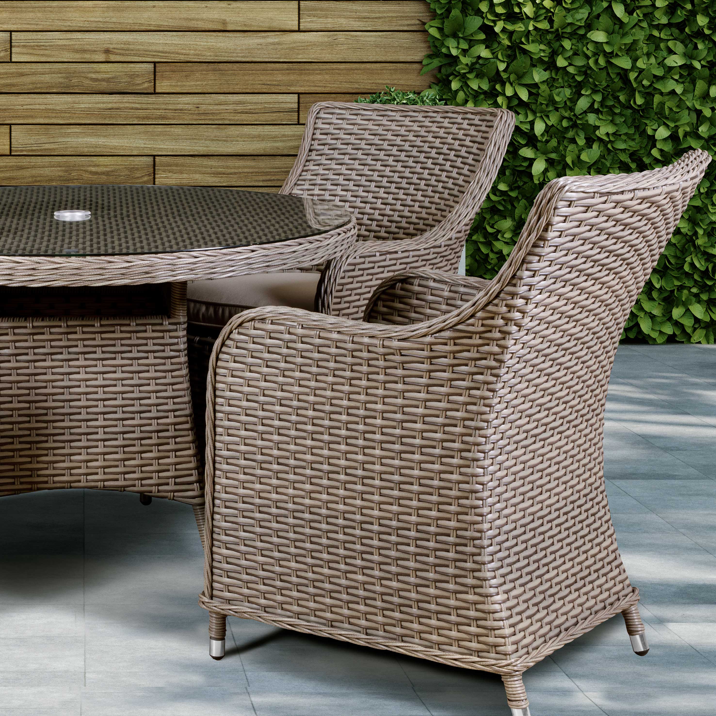 Chester 5-Piece Rattan Wicker Outdoor Dining Set with Tempered Glass Table Top, Brown - DG84