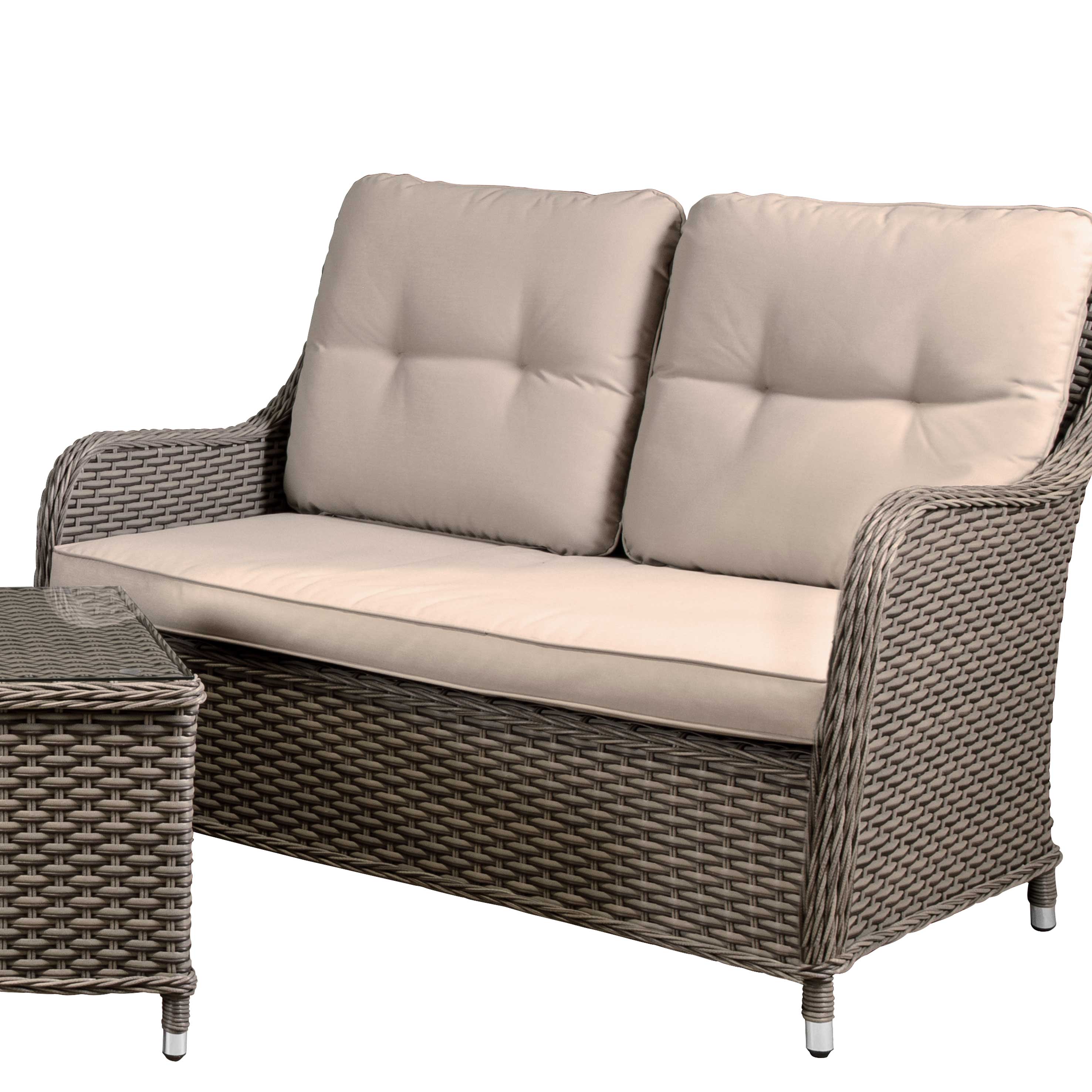 Chester 3 Piece Outdoor Rattan Lounge Set with 2 x Double Seater Sofas, Brown - DG88