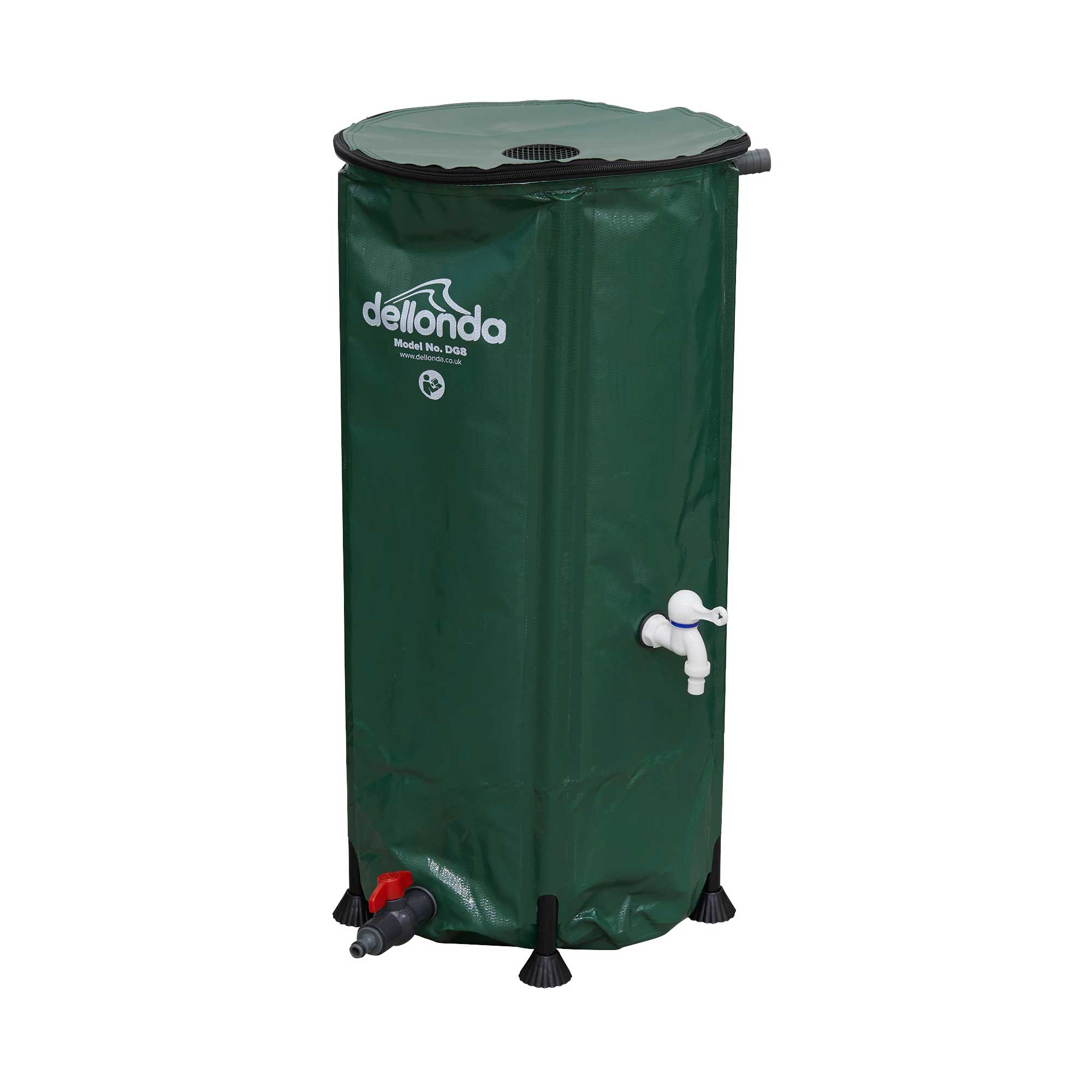 Collapsible PVC Garden Water Butt with Zipped Lid & Drain Tap, 100L - DG8 - Dellonda