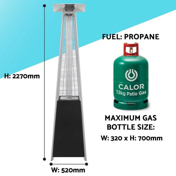 Pyramid Gas Patio Heater 13kW for Commercial u0026 Domestic Use, Black - D -  Dellonda