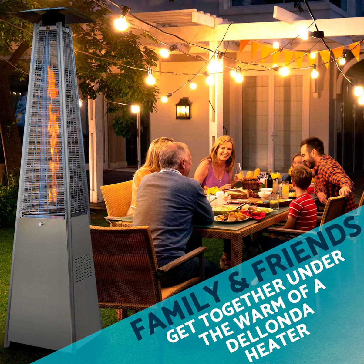 Pyramid Gas Patio Heater 13kW for Commercial u0026 Domestic Use, Stainless -  Dellonda