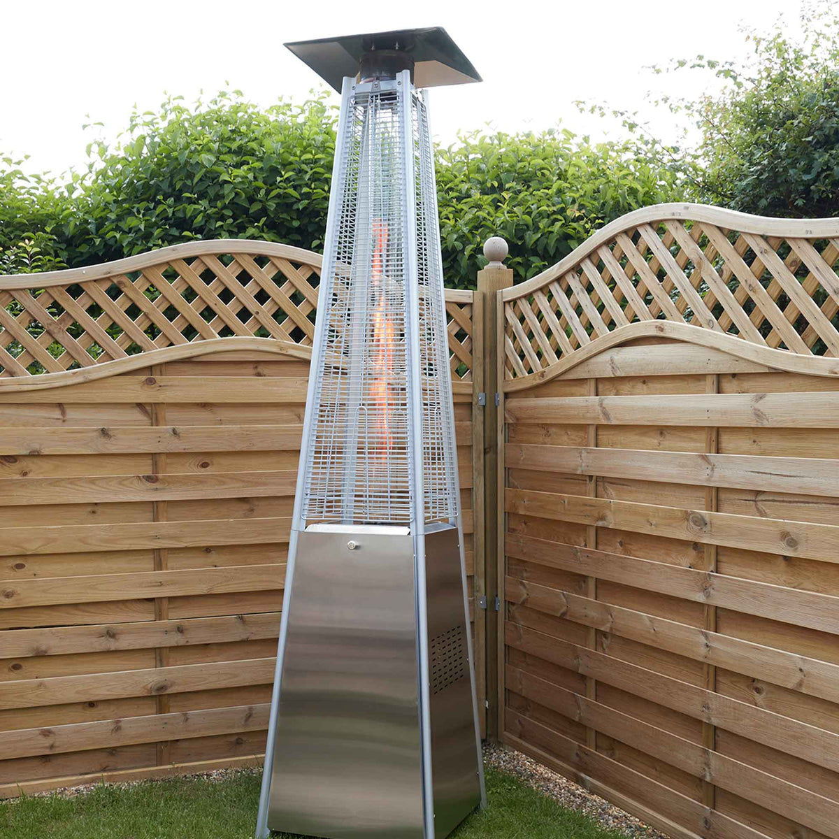Pyramid Gas Patio Heater 13kW for Commercial u0026 Domestic Use, Stainless -  Dellonda