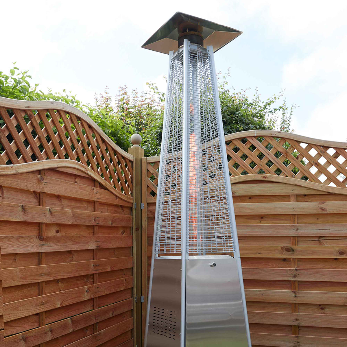 Pyramid Gas Patio Heater 13kW for Commercial u0026 Domestic Use, Stainless -  Dellonda