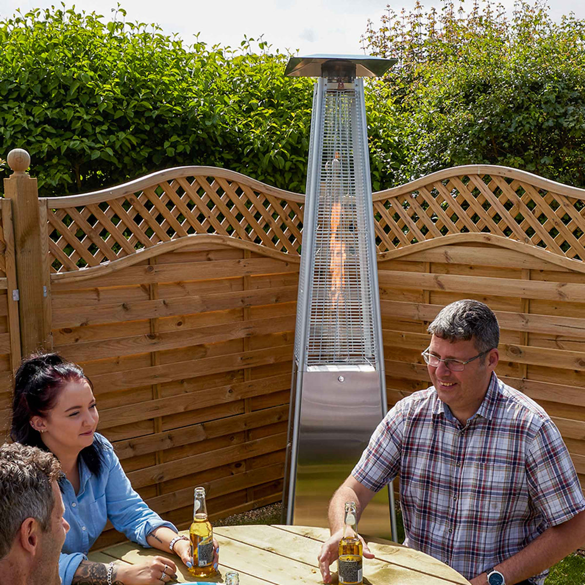 Pyramid Gas Patio Heater 13kW for Commercial u0026 Domestic Use, Stainless -  Dellonda