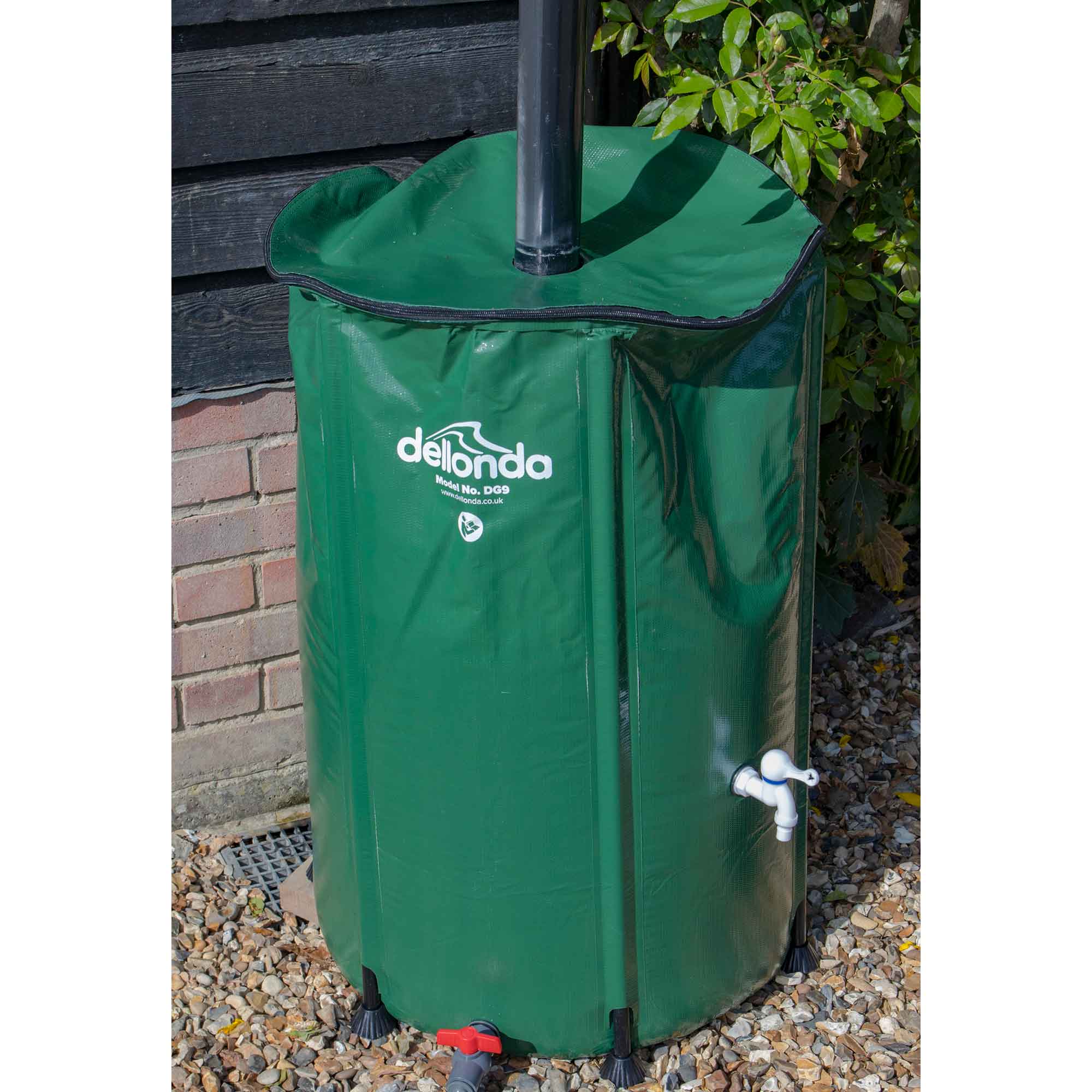 Collapsible PVC Garden Water Butt with Zipped Lid & Drain Tap, 250L - DG9 - Dellonda