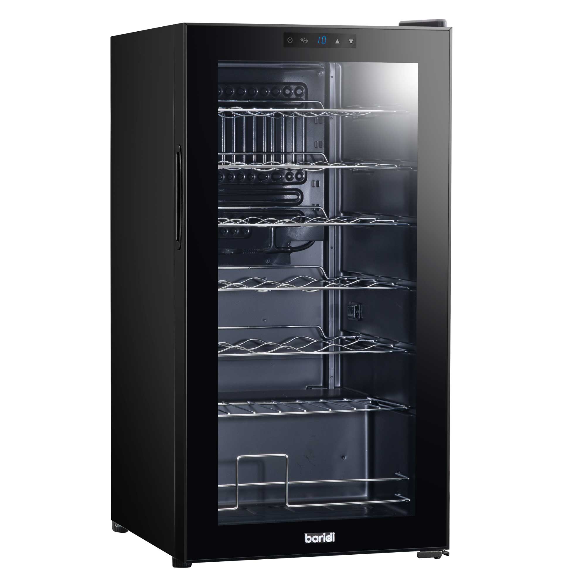 Baridi 28 Bottle Wine Cooler Fridge with Digital Touch Screen Controls & LED Light, Black - DH10 - Dellonda