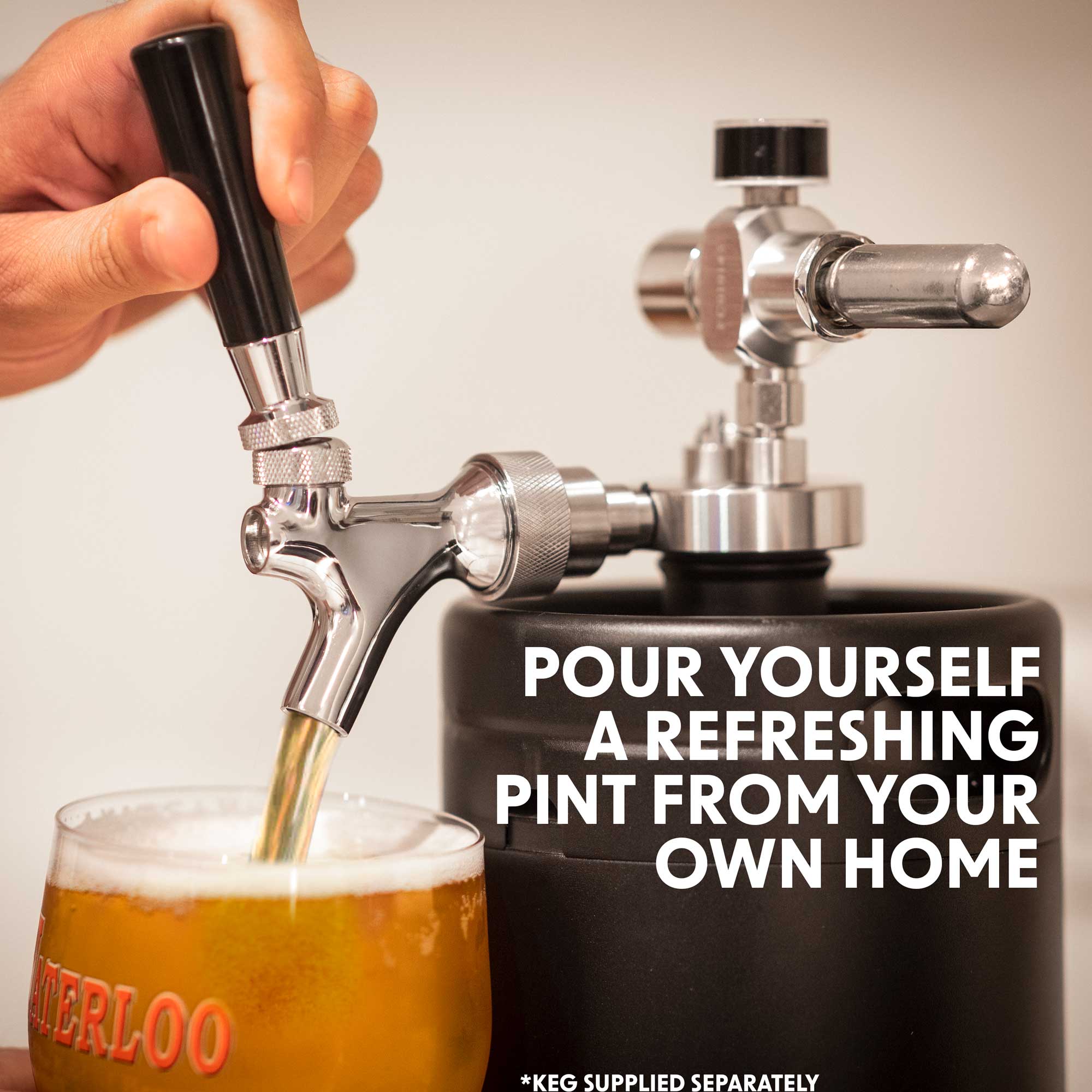 Baridi UK Style Beer Tap with CO2 Regulator for Baridi Stainless Steel Growler Kegs - DH102 - Dellonda