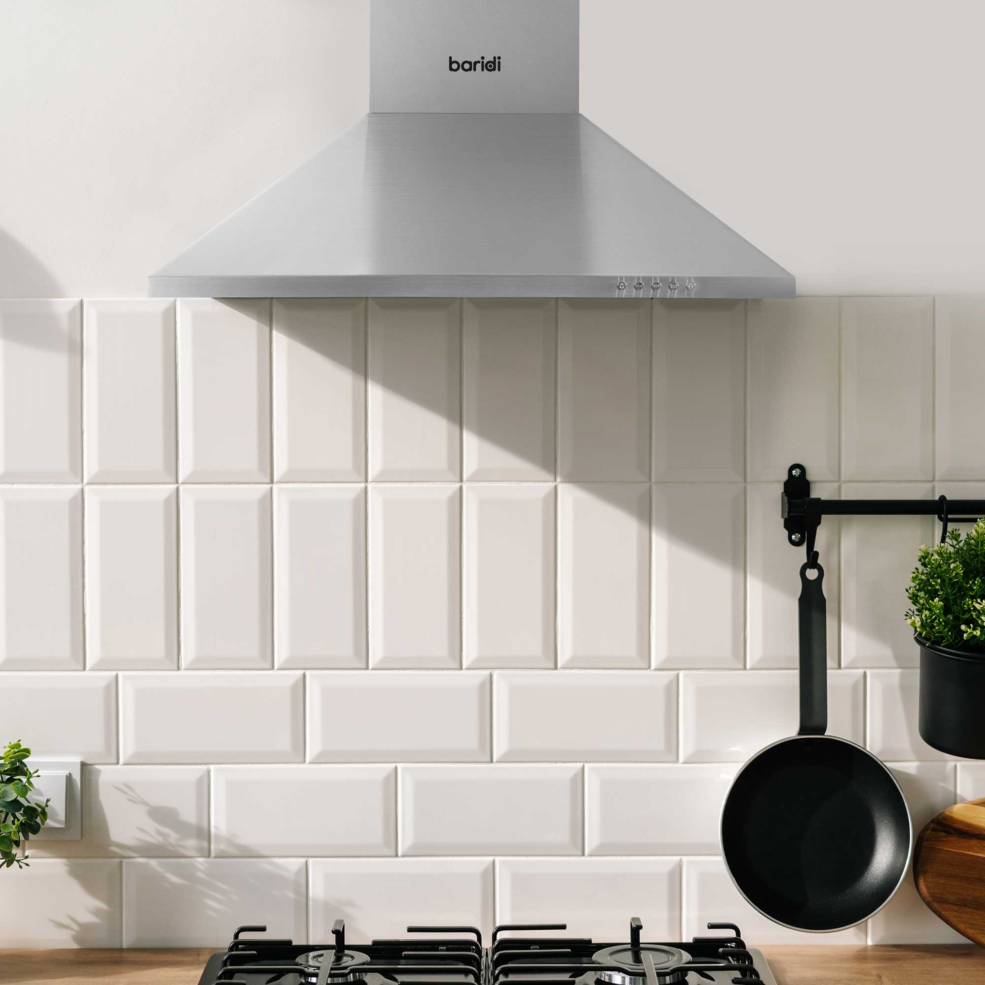Baridi 4 Zone Ceramic Hob & Chimney Style Cooker Hood Bundle - DH181 - Dellonda