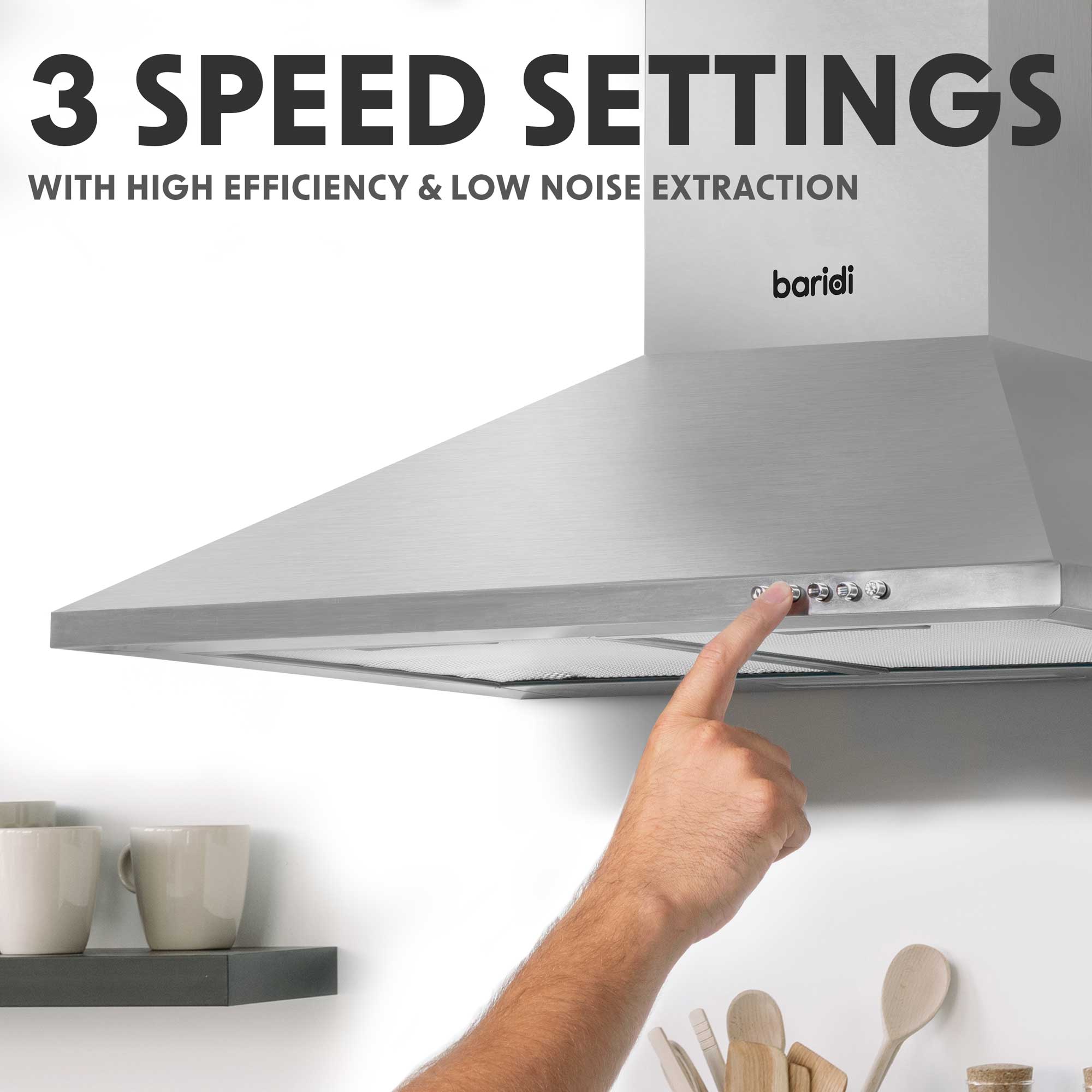 Baridi 4 Zone Ceramic Hob & Chimney Style Cooker Hood Bundle - DH181 - Dellonda