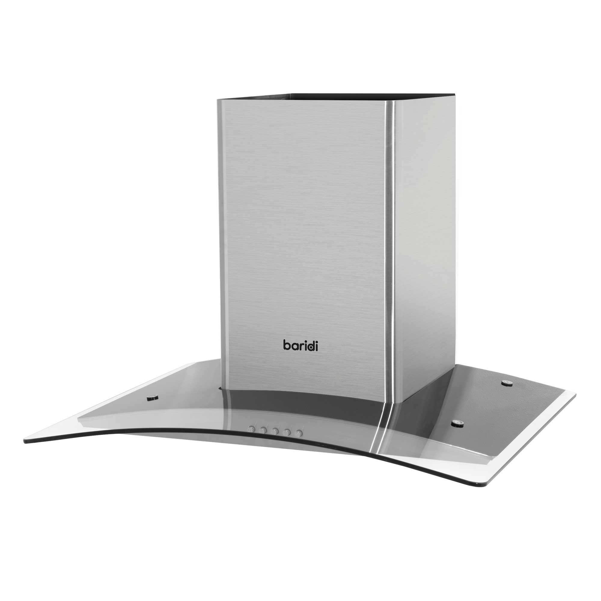 Baridi 60cm Curved Glass Cooker Hood with Carbon Filters, LED Lights, Stainless Steel - DH128 - Dellonda