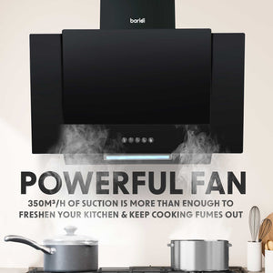 Baridi 60cm Angled Chimney Cooker Hood with Carbon Filters LED