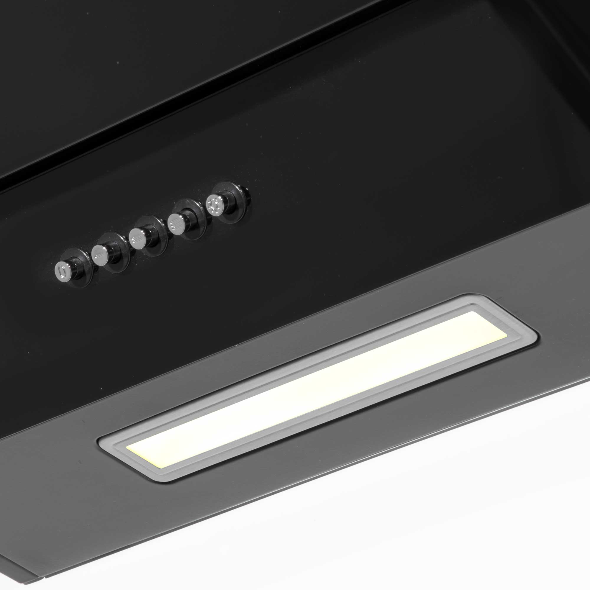 Baridi 60cm Angled Chimney Cooker Hood with Carbon Filters, LED Lamp, Black Glass - DH129 - Dellonda