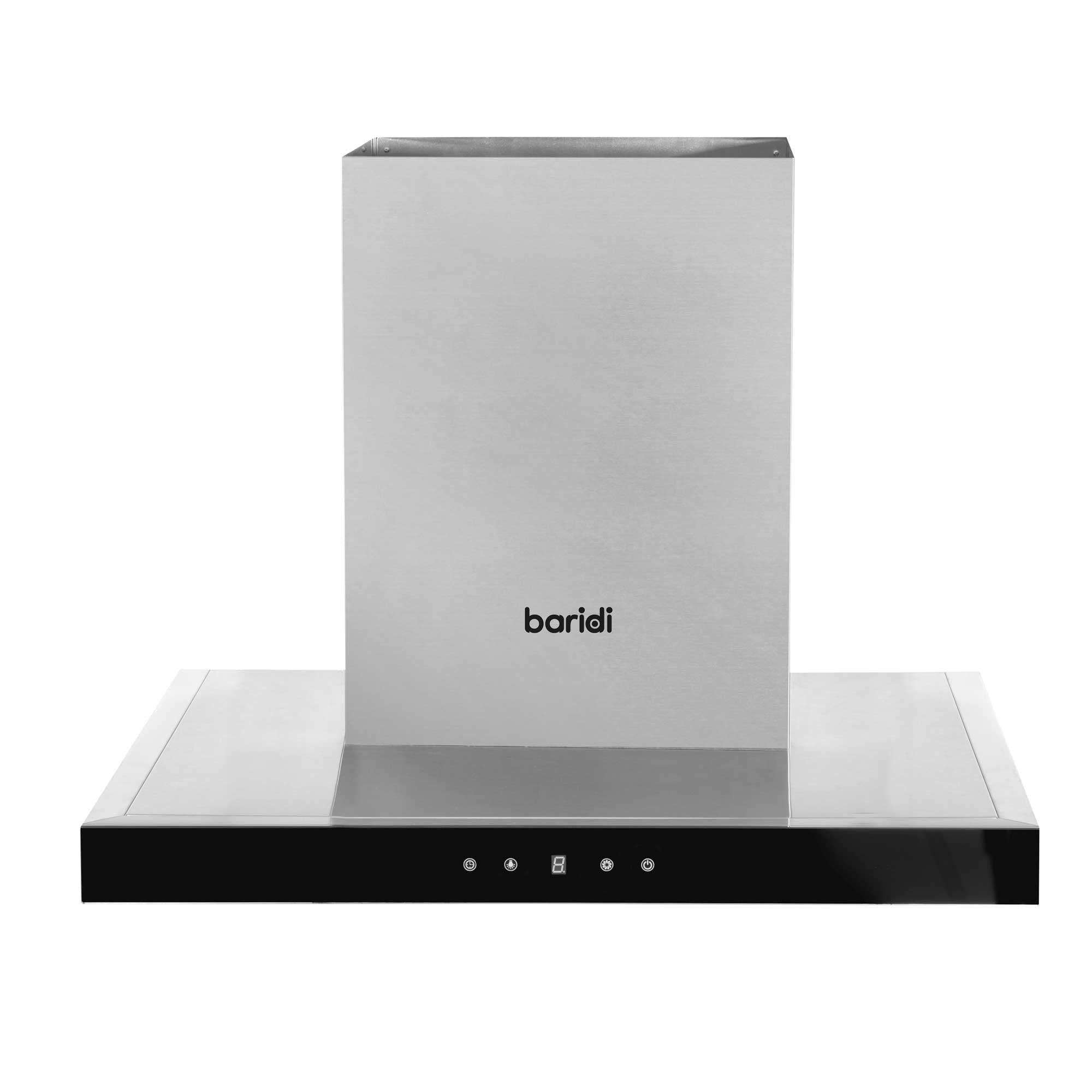 Baridi 60cm T Shape Chimney Cooker Hood with Carbon Filters, Stainless Steel - DH130 - Dellonda