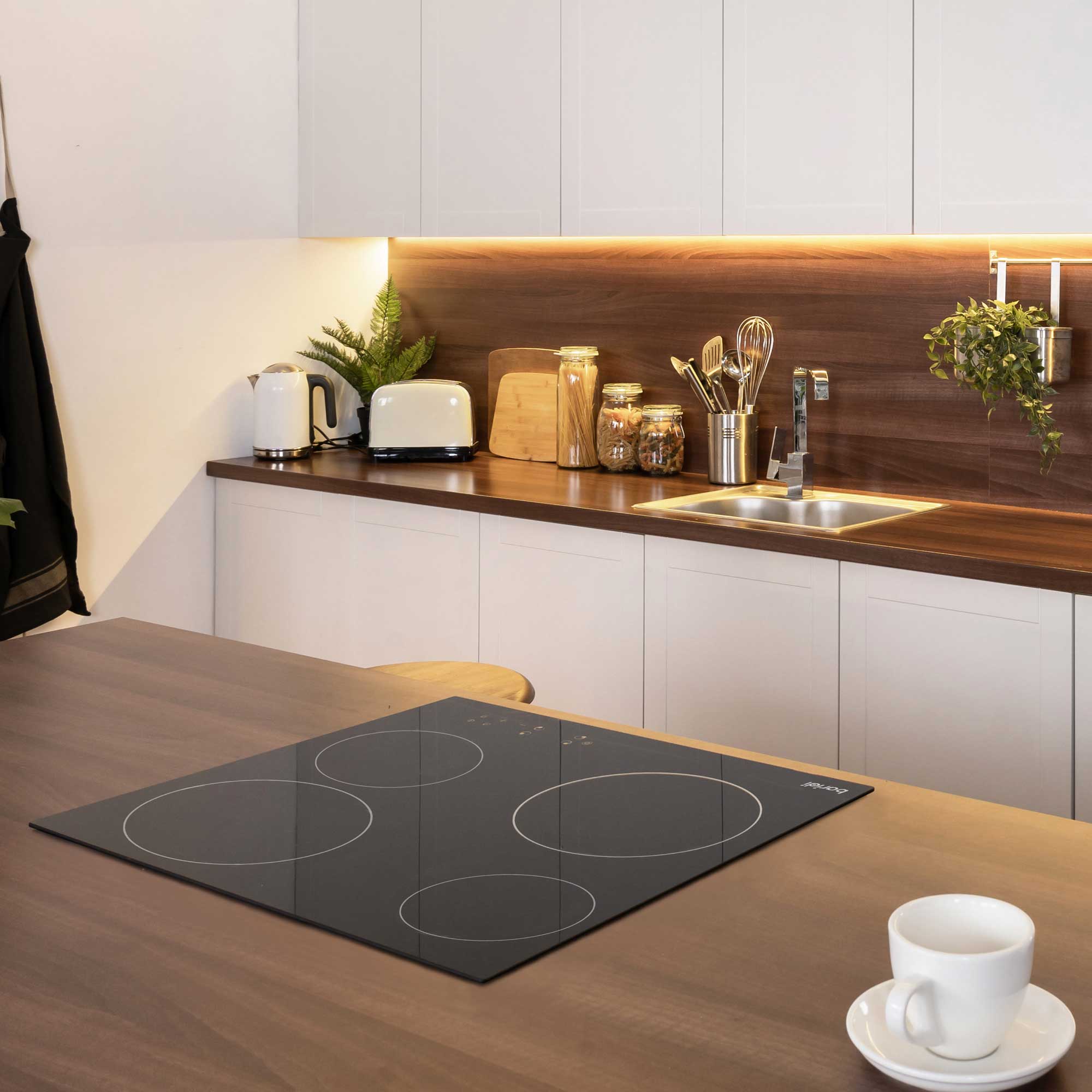 Baridi 4 Zone Ceramic Hob & Chimney Style Cooker Hood Bundle - DH181 - Dellonda