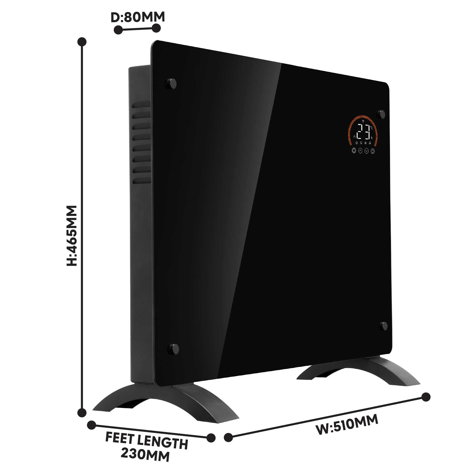 Baridi, Electric Glass Panel Heater, 1000W, 24/7 Timer, Wi-Fi Enabled, Remote Control, Black, DH135 - Dellonda
