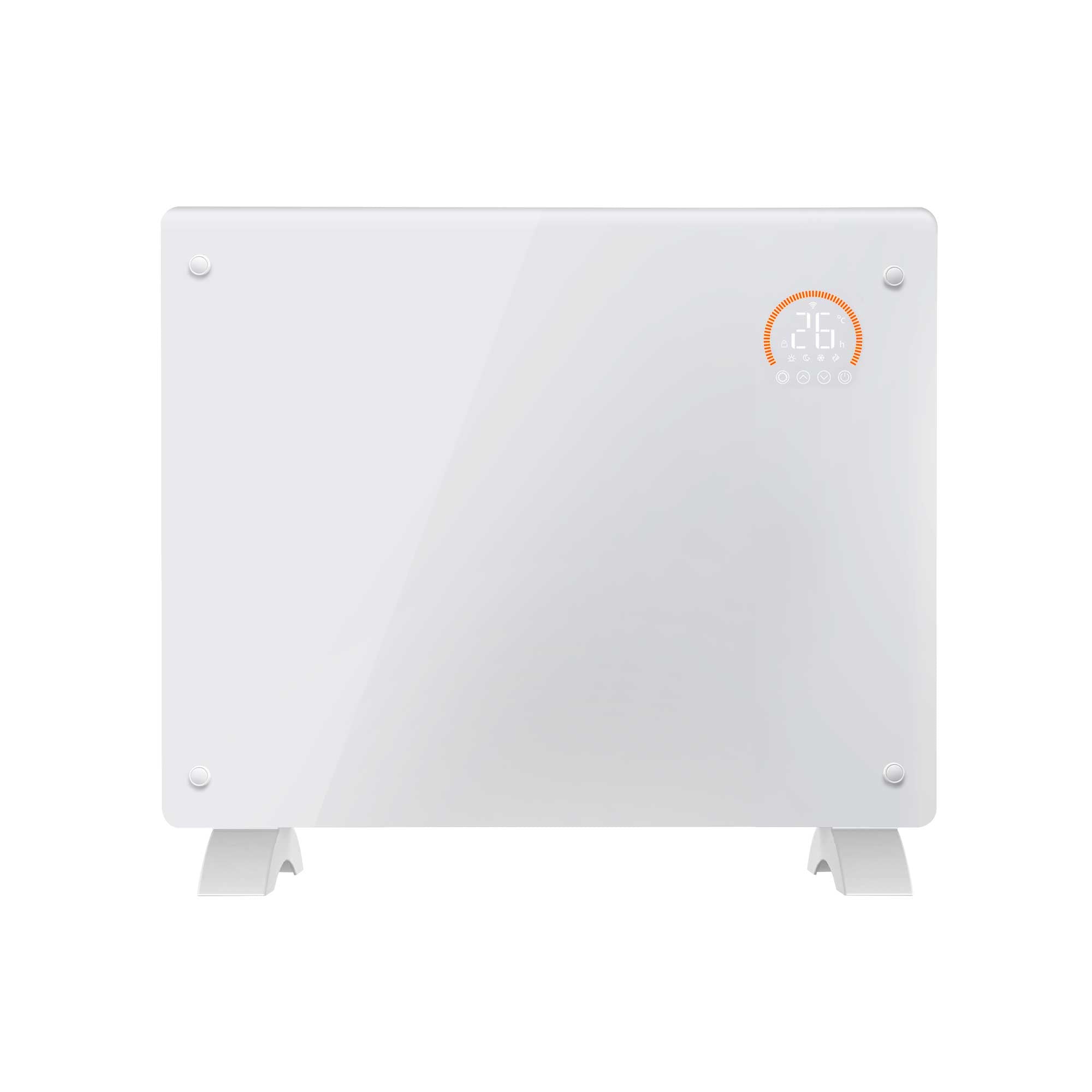 Baridi, Electric Glass Panel Heater, 1000W, 24/7 Timer, Wi-Fi Enabled, Remote Control, White, DH136 - Dellonda