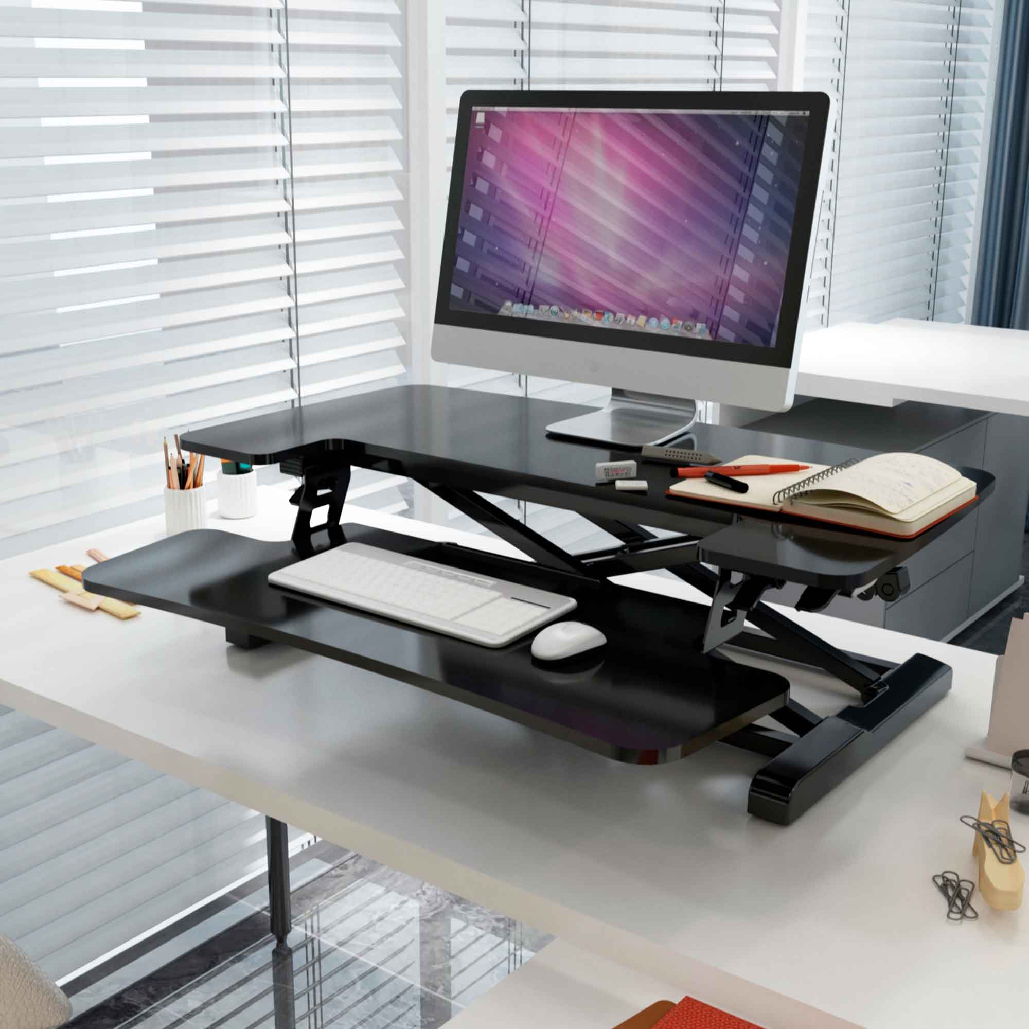 71cm Height Adjustable Standing Desk Converter Riser, 50cm Max Height, 15kg Capacity - DH14 - Dellonda