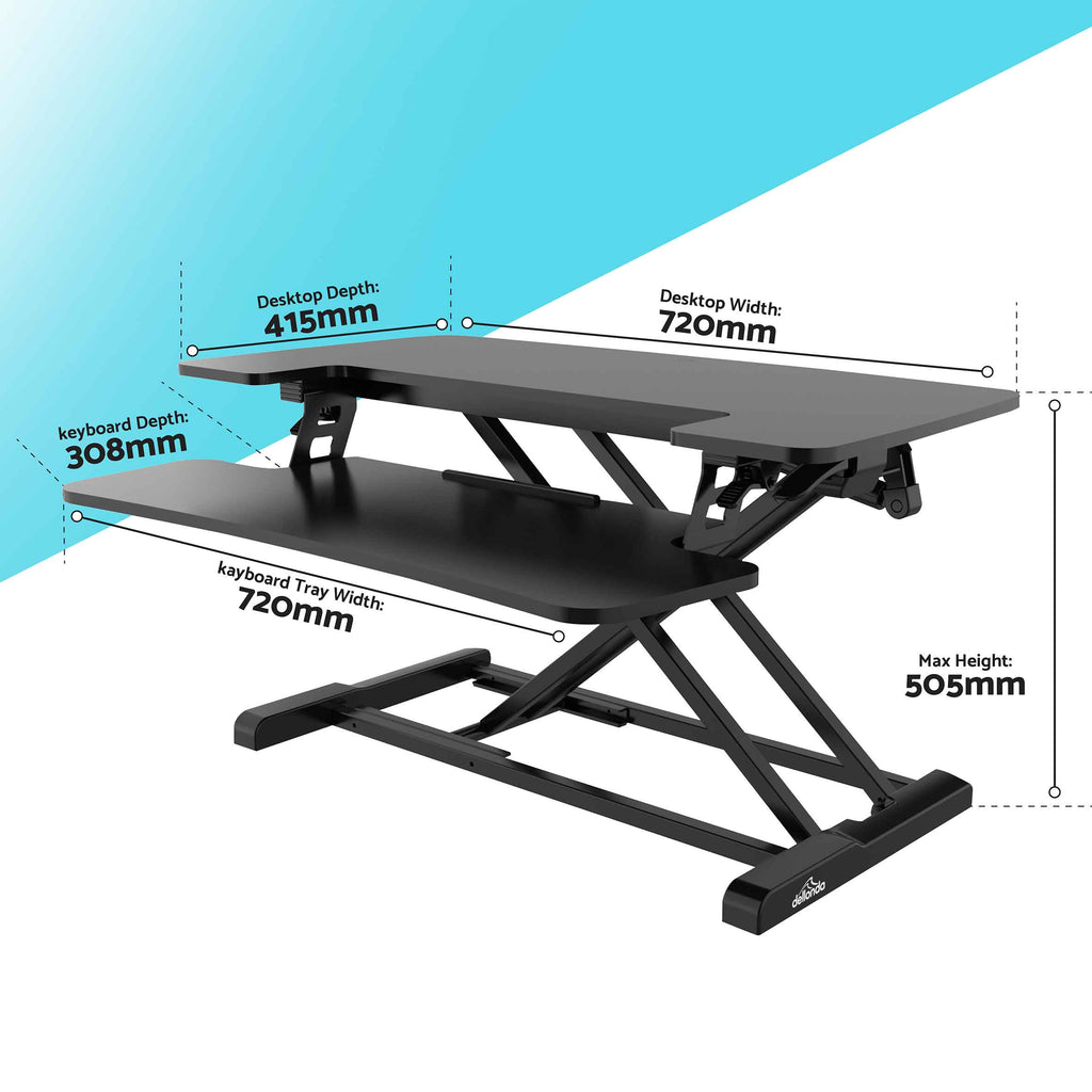 71cm Height Adjustable Standing Desk Converter Riser, 50cm Max Height,