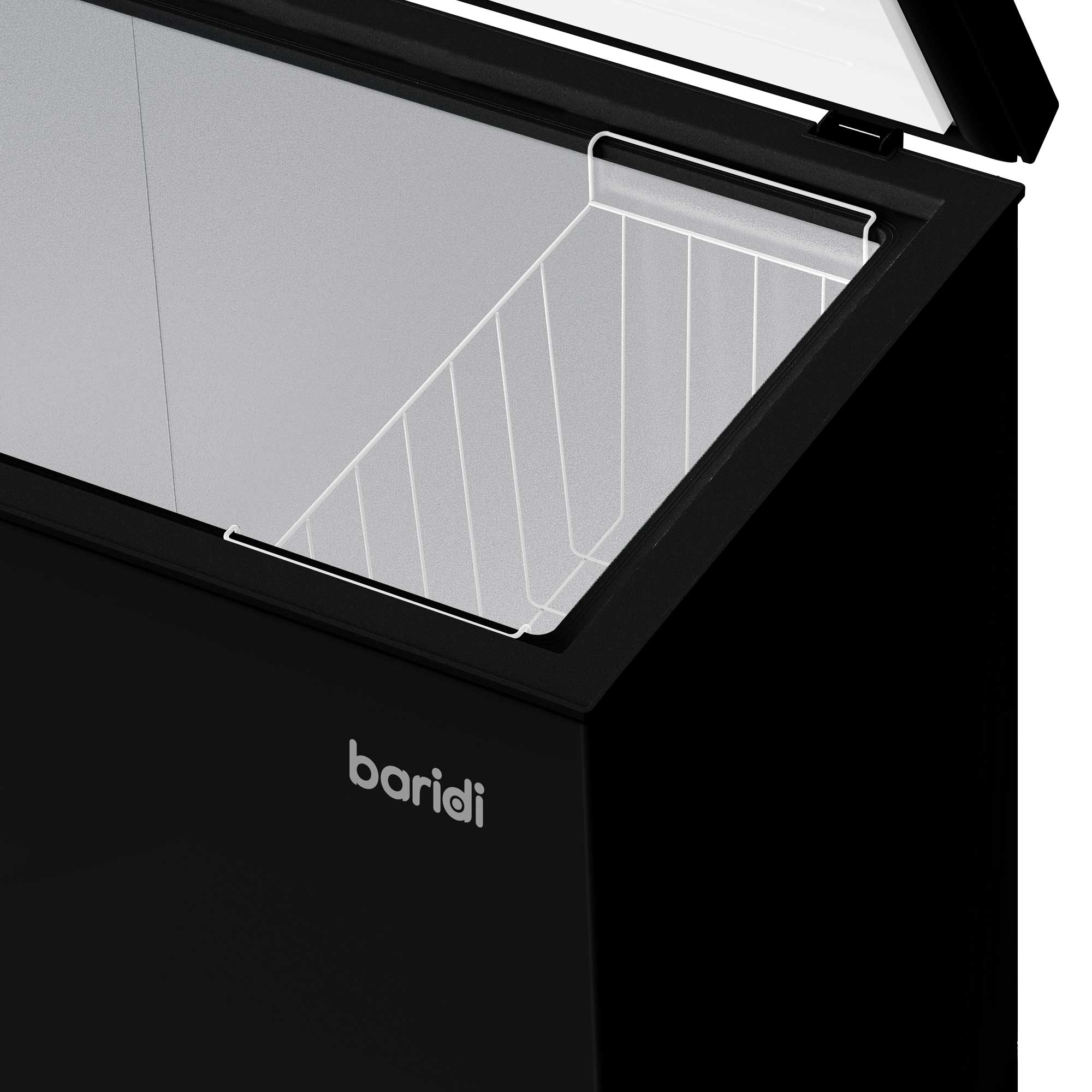 Baridi Freestanding Chest Freezer, 99L, Garage and Outbuilding Safe, Adj. Thermostat, Black - DH153