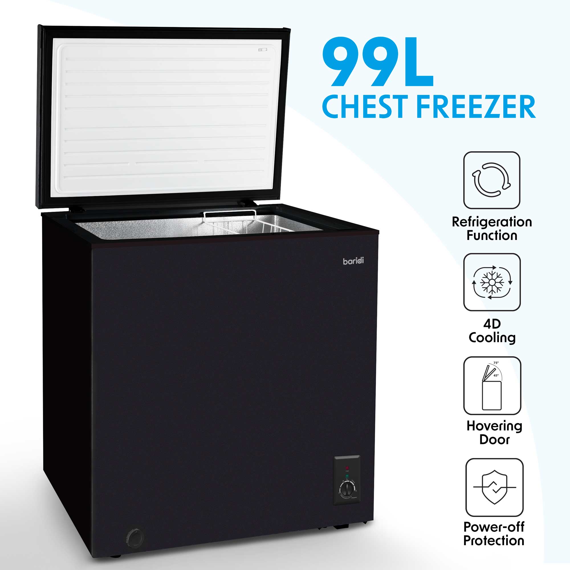 Freestanding Chest Freezer 99L Capacity Black Dellonda