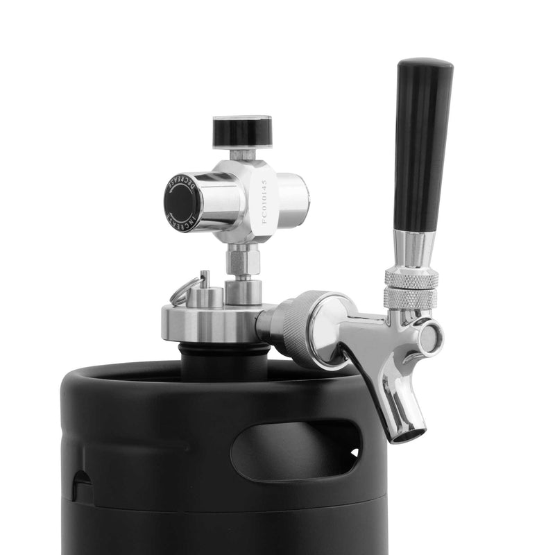 Baridi 2L Matte Black Mini Keg Growler UK Style Beer Tap and CO2 Cartr