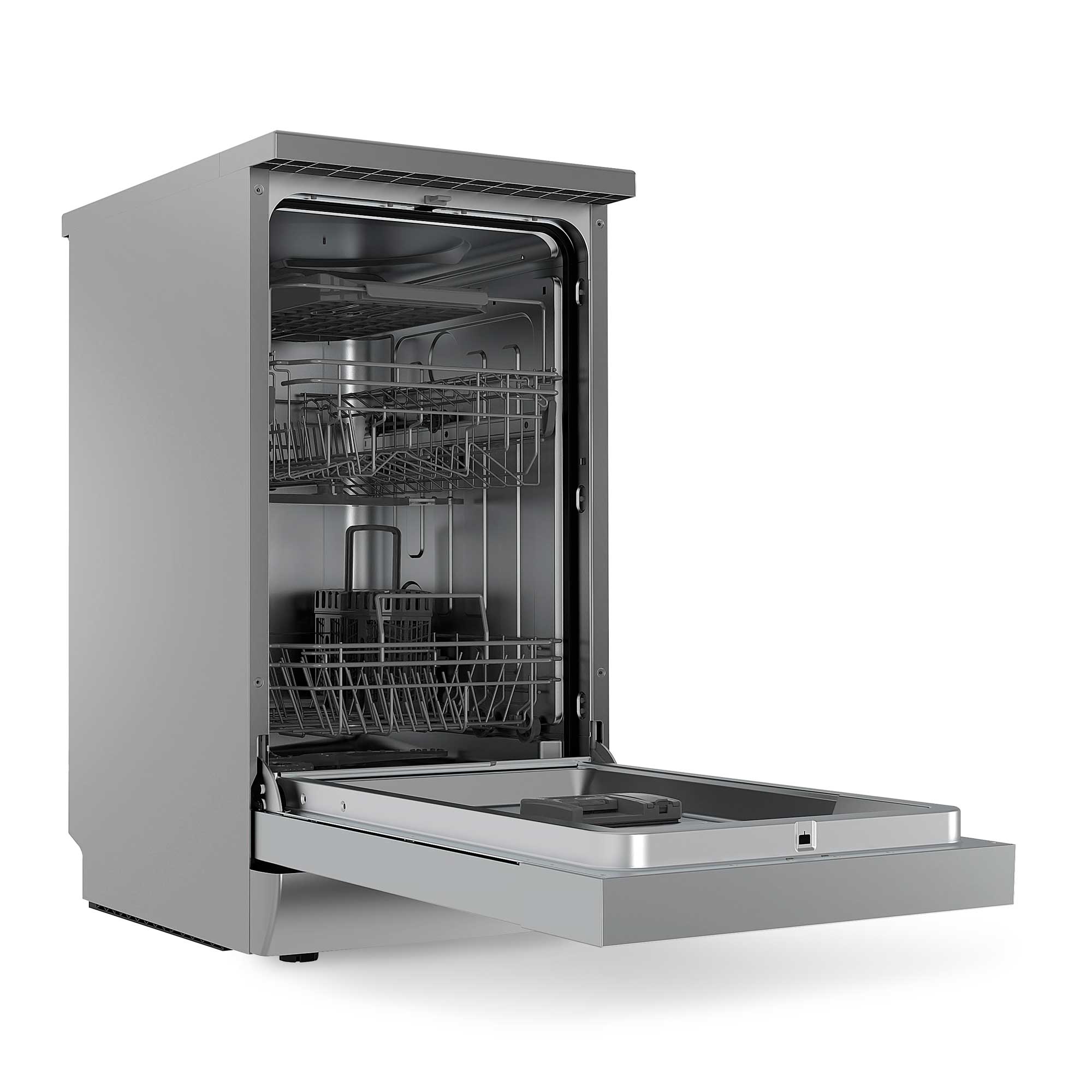 Baridi 45cm Slimline Freestanding Dishwasher, 10 Place Settings, 8 Programs, Silver - DH166