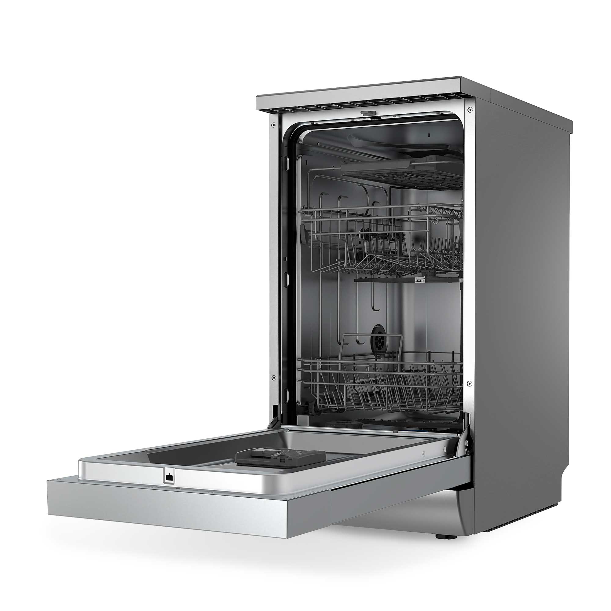 Baridi 45cm Slimline Freestanding Dishwasher, 10 Place Settings, 8 Programs, Silver - DH166