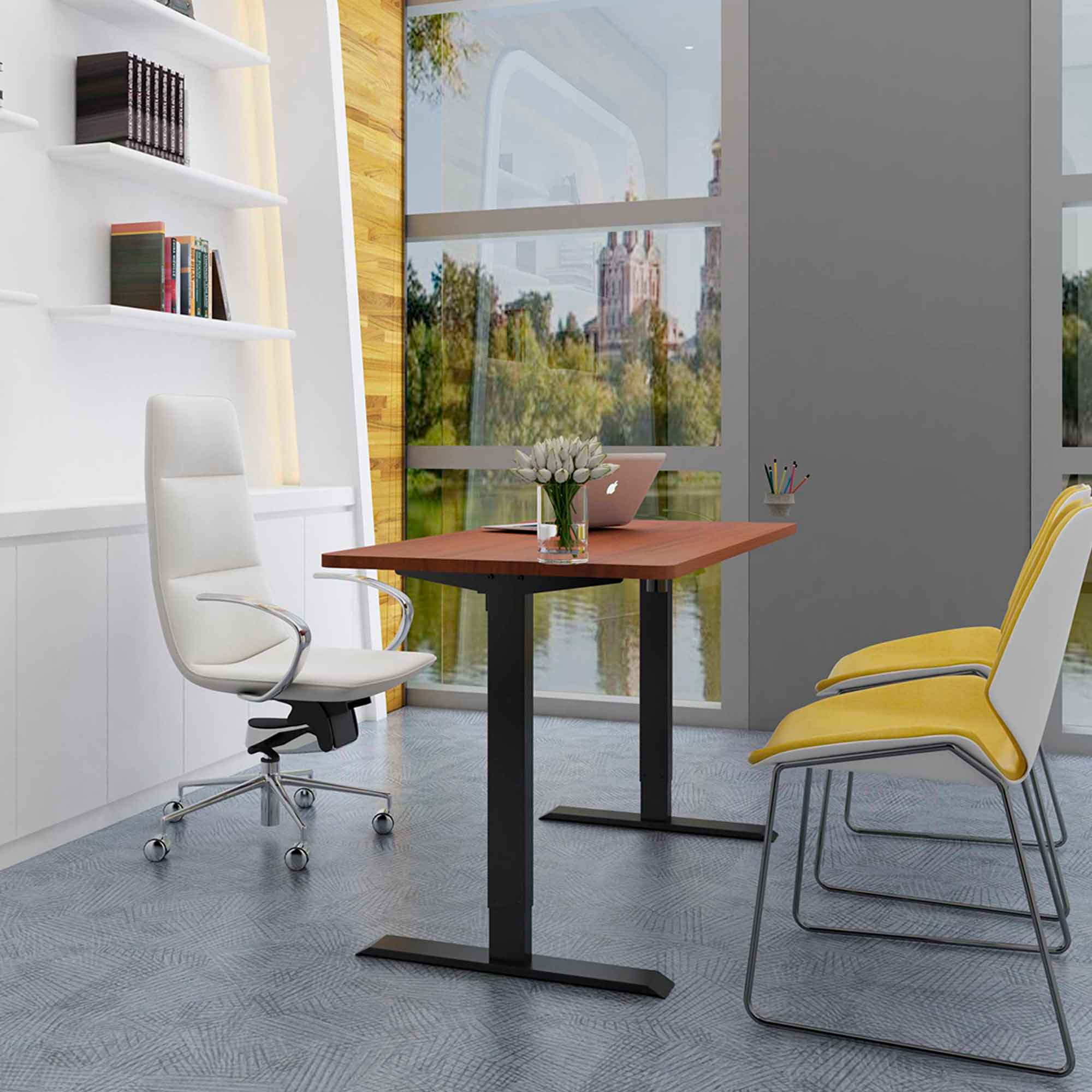 Single Motor Adjustable Desk Frame with Digital Controls, 70kg Capacity, Black - DH18 - Dellonda