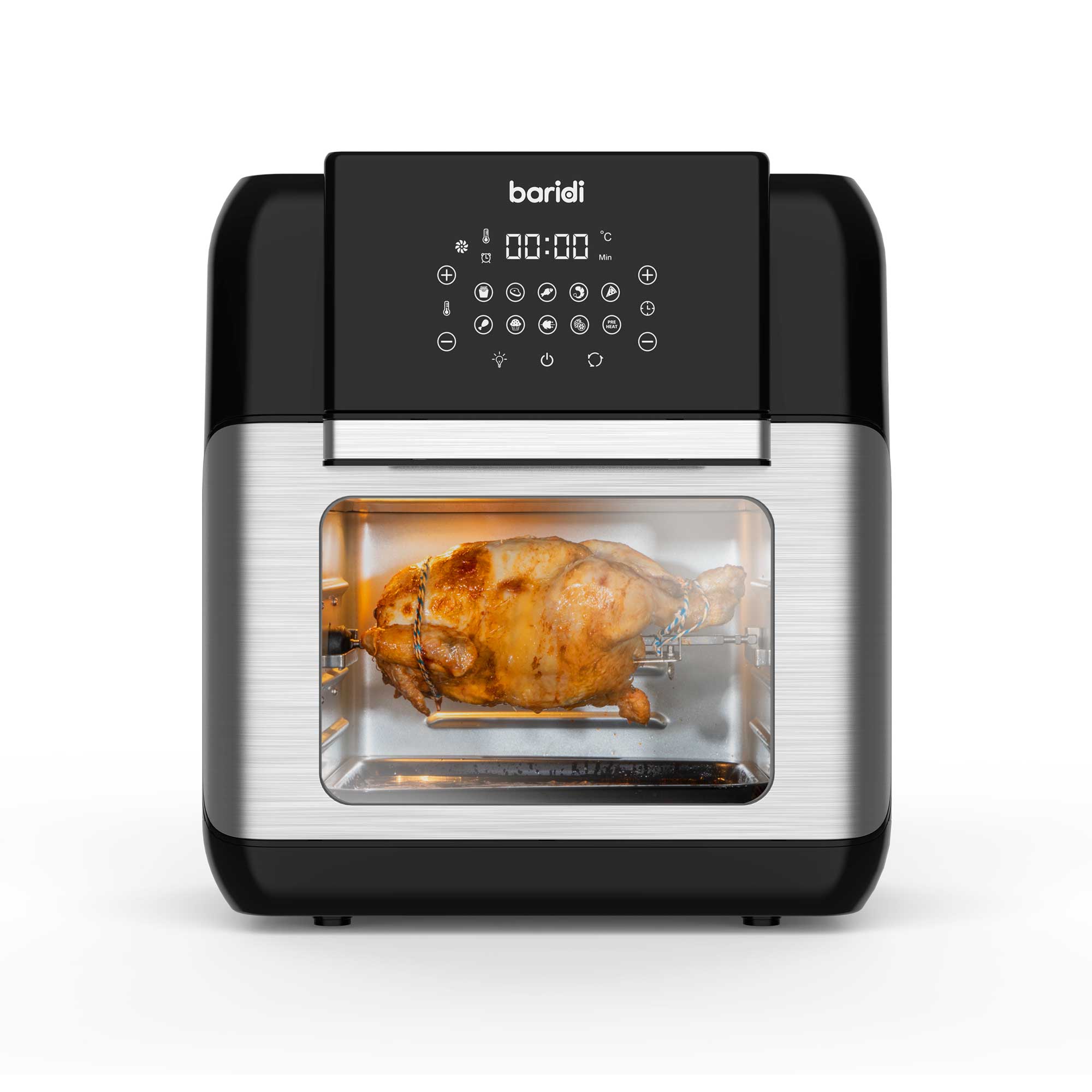 Baridi 1500W Air Fryer, Rotisserie and Grill, 10 Functions with Accessory Kit, 12L - DH191