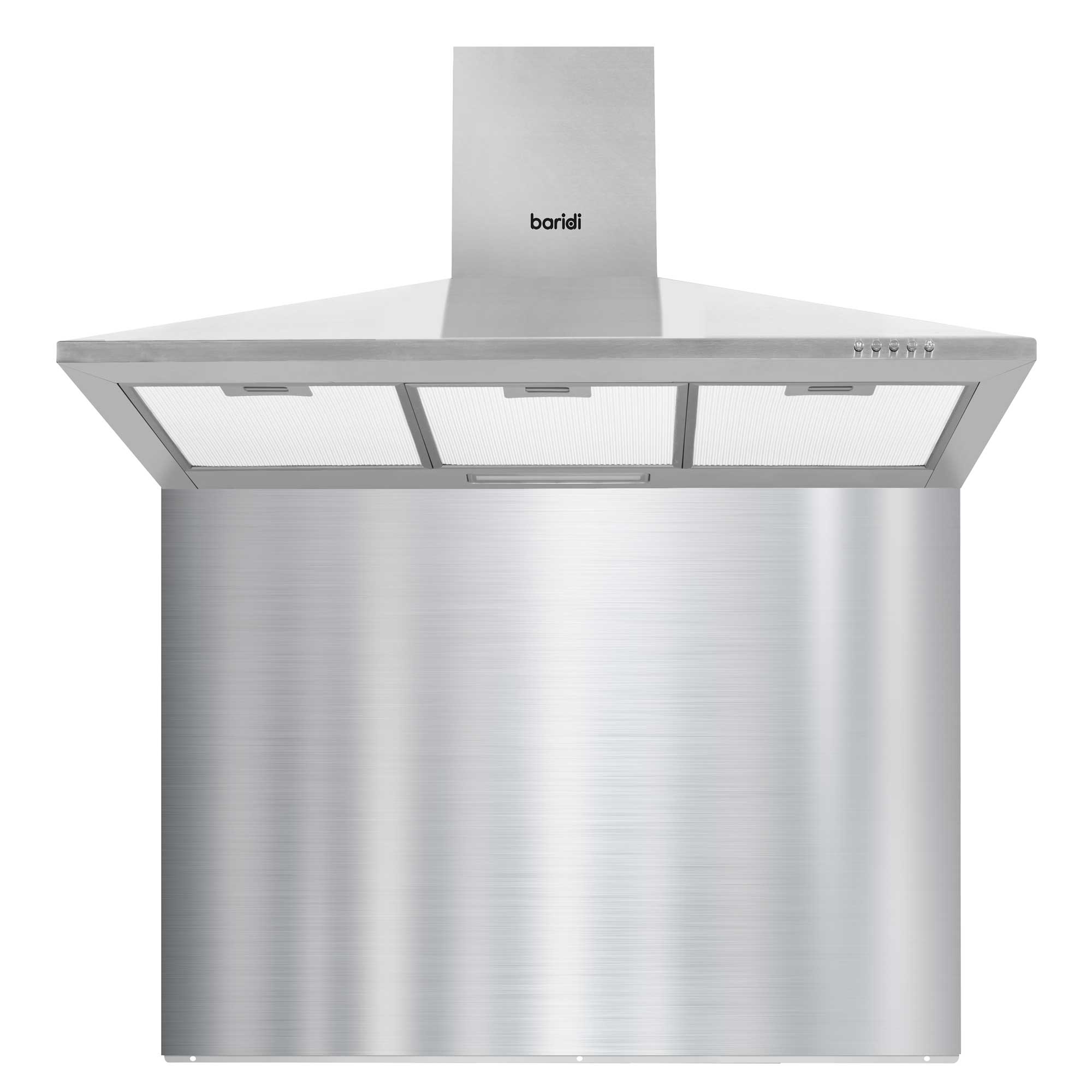 Baridi 90cm Chimney Style Cooker Hood with Carbon Filters & Matching Splashback, Stainless Steel - DH211