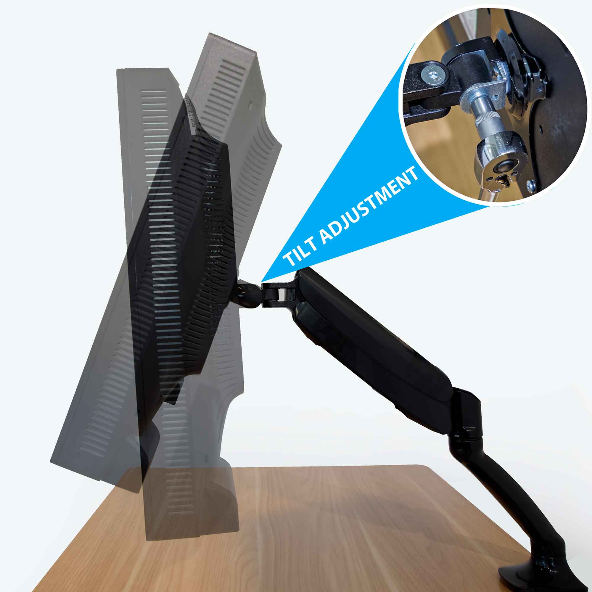 Adjustable & Rotating Single Monitor Arm, 9kg Load Capacity, 10-27" Screens - Black - DH24 - Dellonda