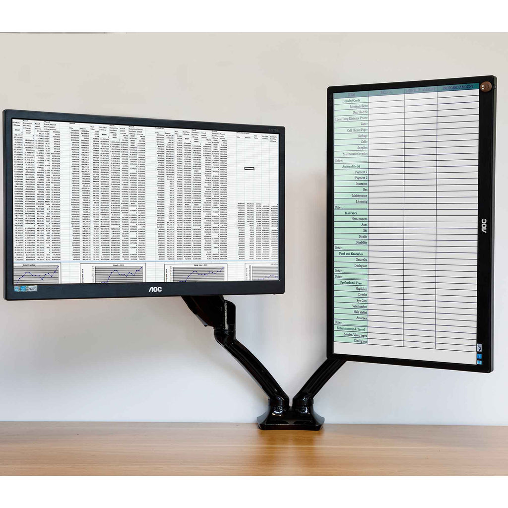 Double Monitor Arms, Adjustable & Rotating 9kg Load Capacity, 10-27
