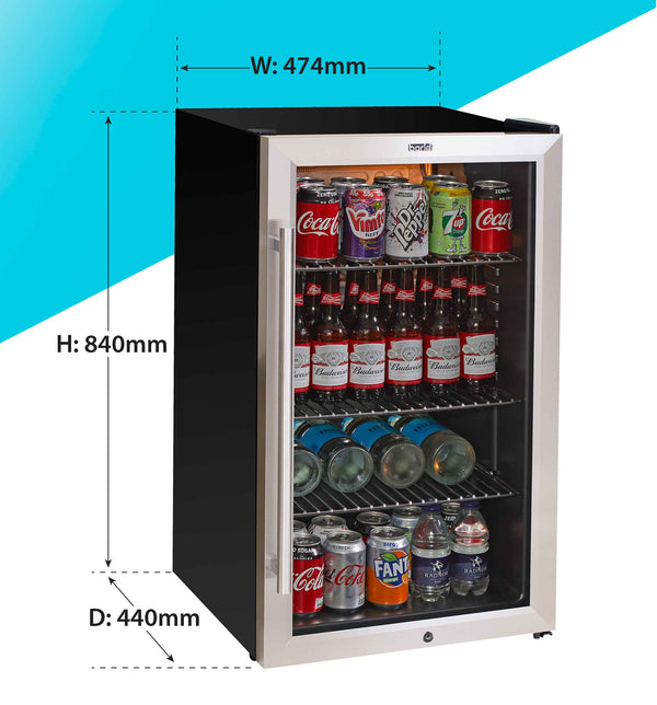 Baridi 85L Under Counter Drinks, Beer & Wine Cooler Fridge with Light