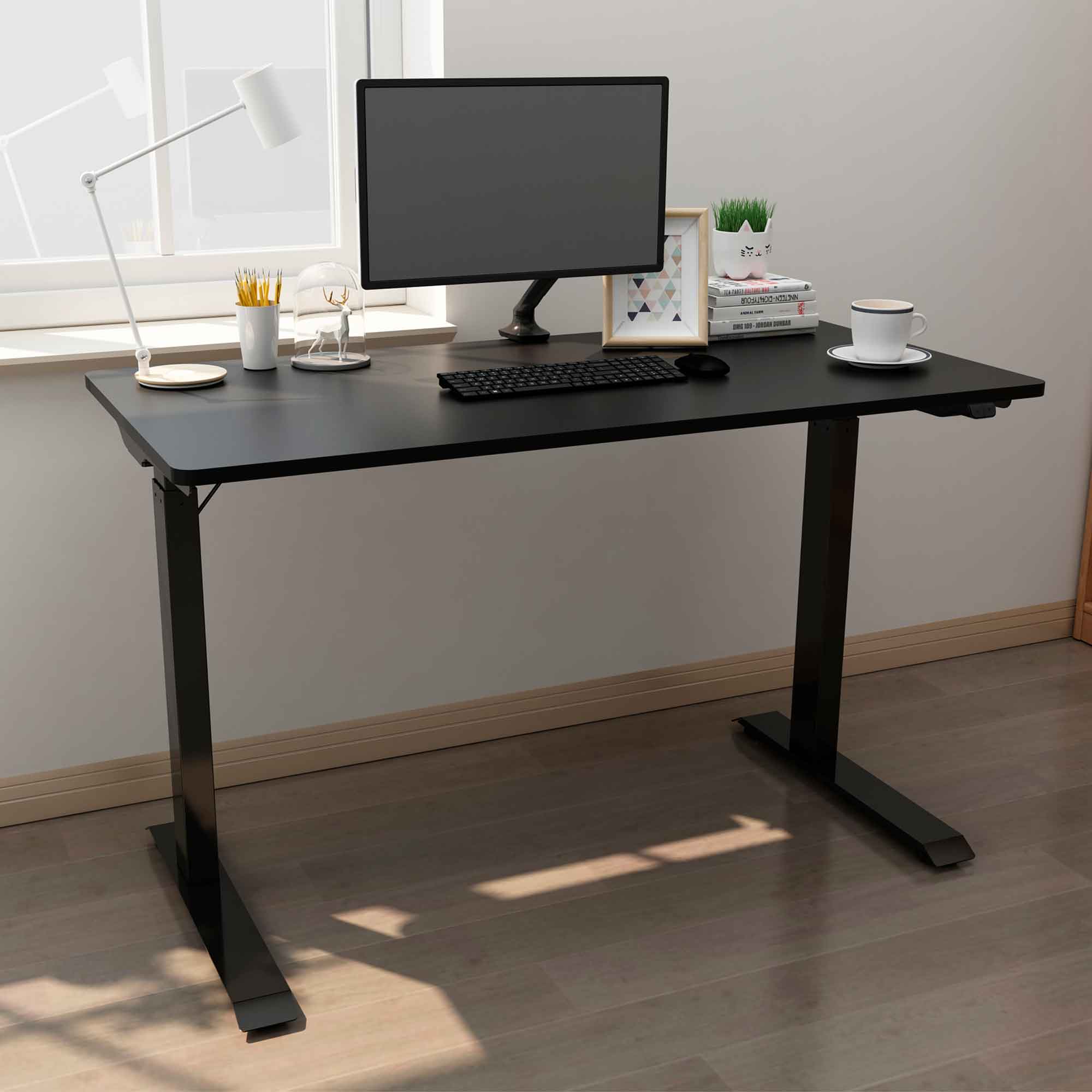 Height Adjustable Sit & Stand Desk, Electric Standing, Black, 1200 x 600mm - DH55 - Dellonda