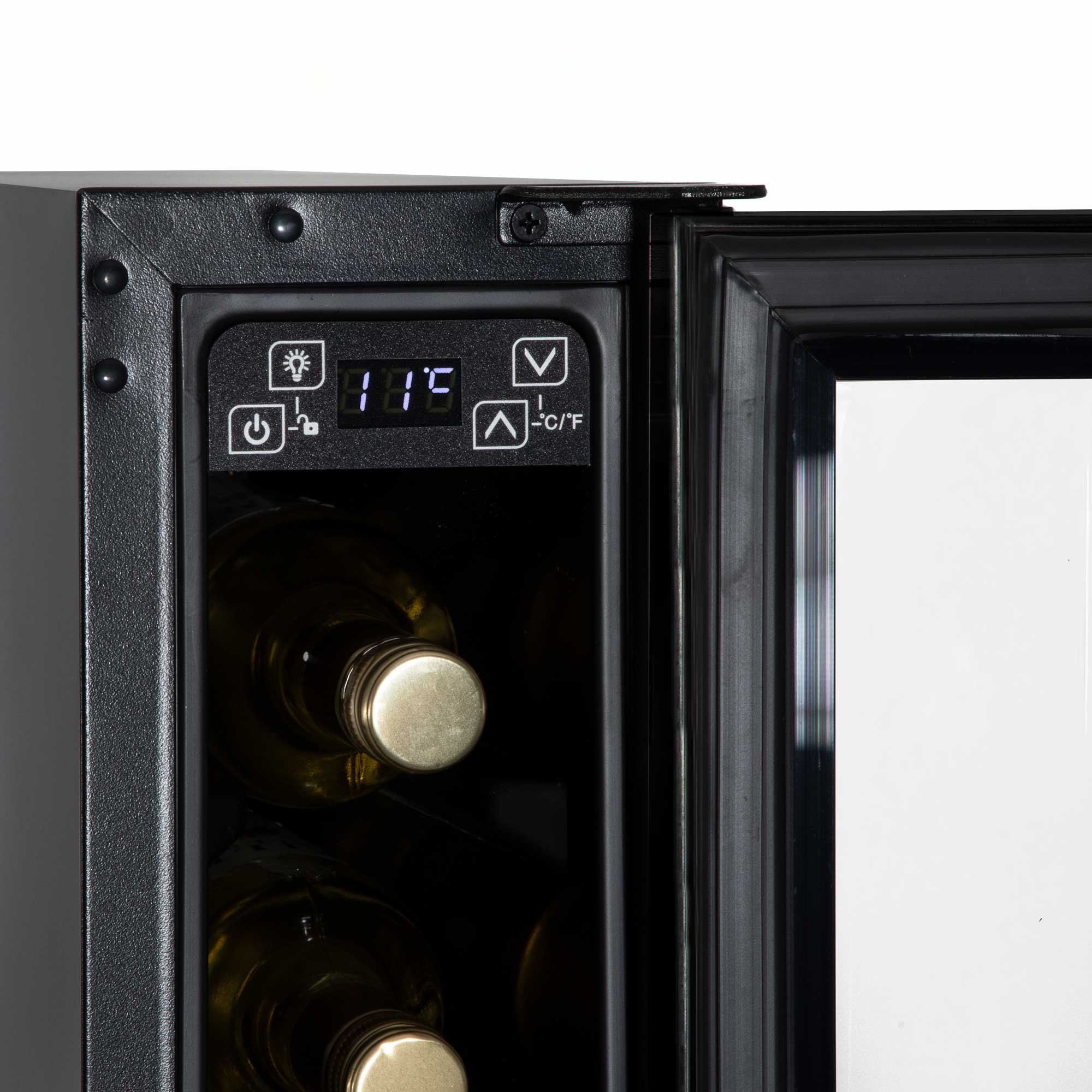 Baridi 7 Bottle 15cm Slim Wine Cooler with Digital Touch Screen Controls, Black - DH76 - Dellonda