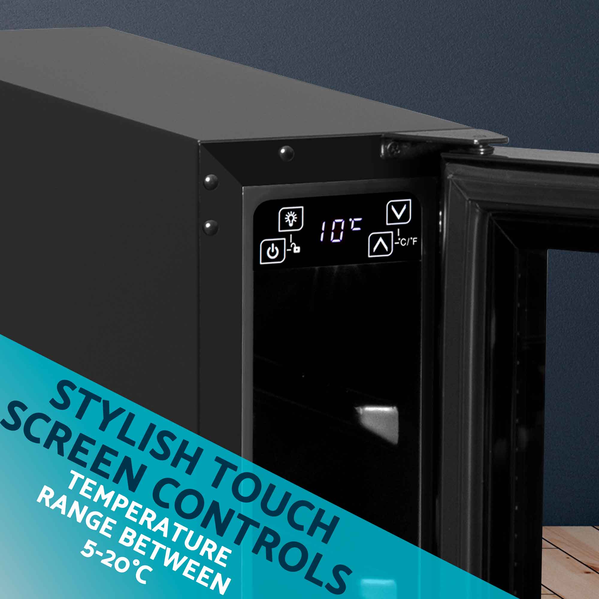 Baridi 7 Bottle 15cm Slim Wine Cooler with Digital Touch Screen Controls, Black - DH76 - Dellonda