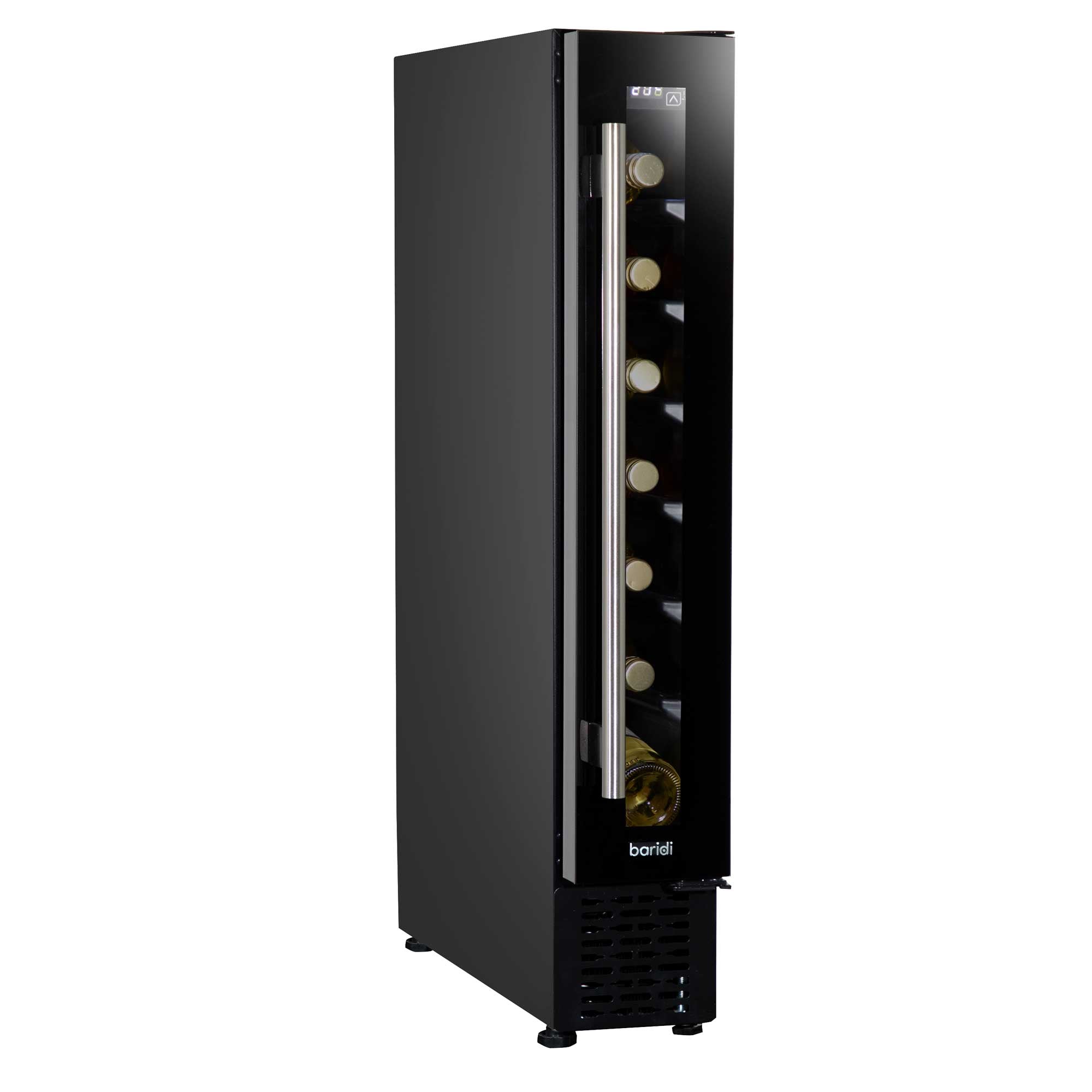 Baridi 7 Bottle 15cm Slim Wine Cooler with Digital Touch Screen Controls, Black - DH76 - Dellonda