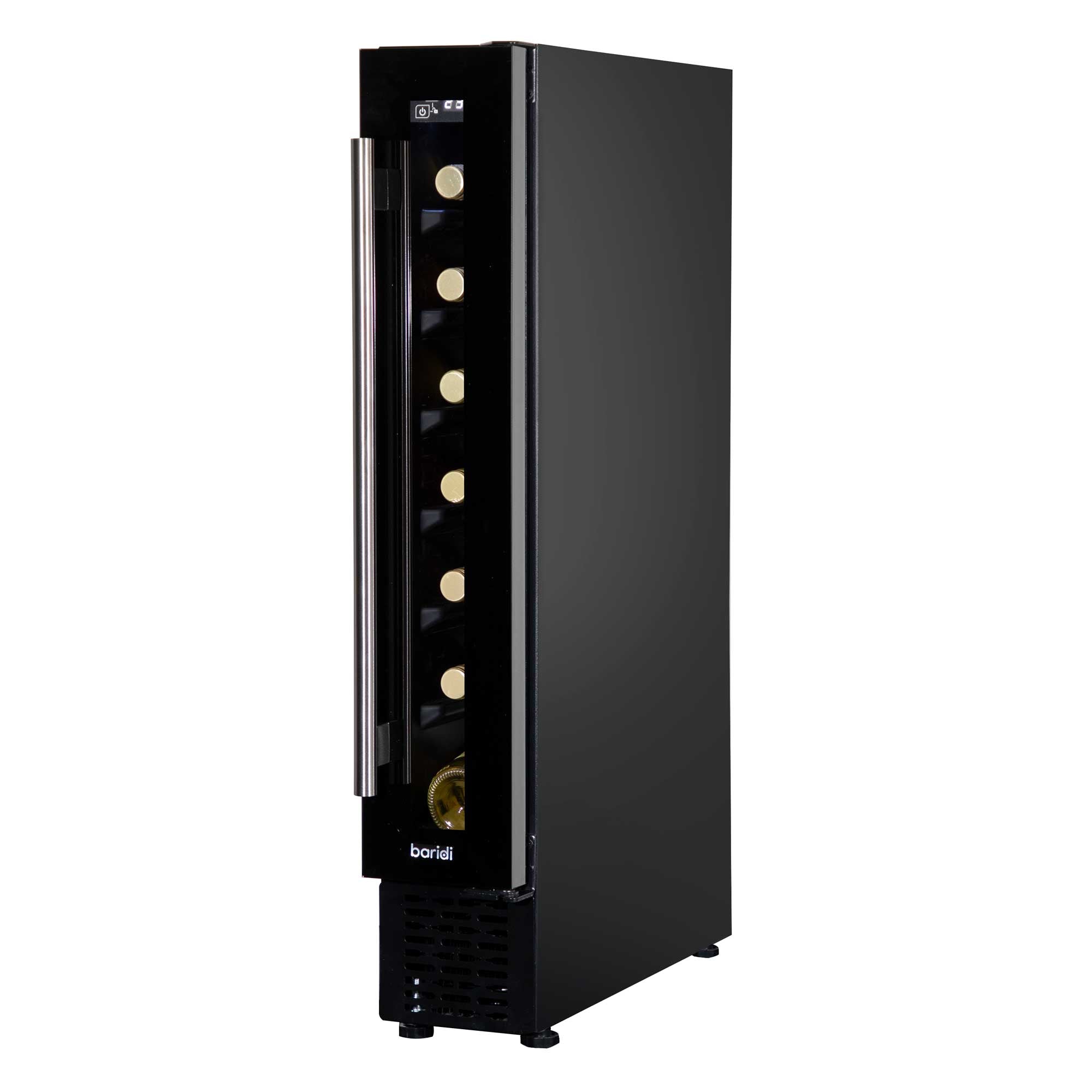 Baridi 7 Bottle 15cm Slim Wine Cooler with Digital Touch Screen Controls, Black - DH76 - Dellonda