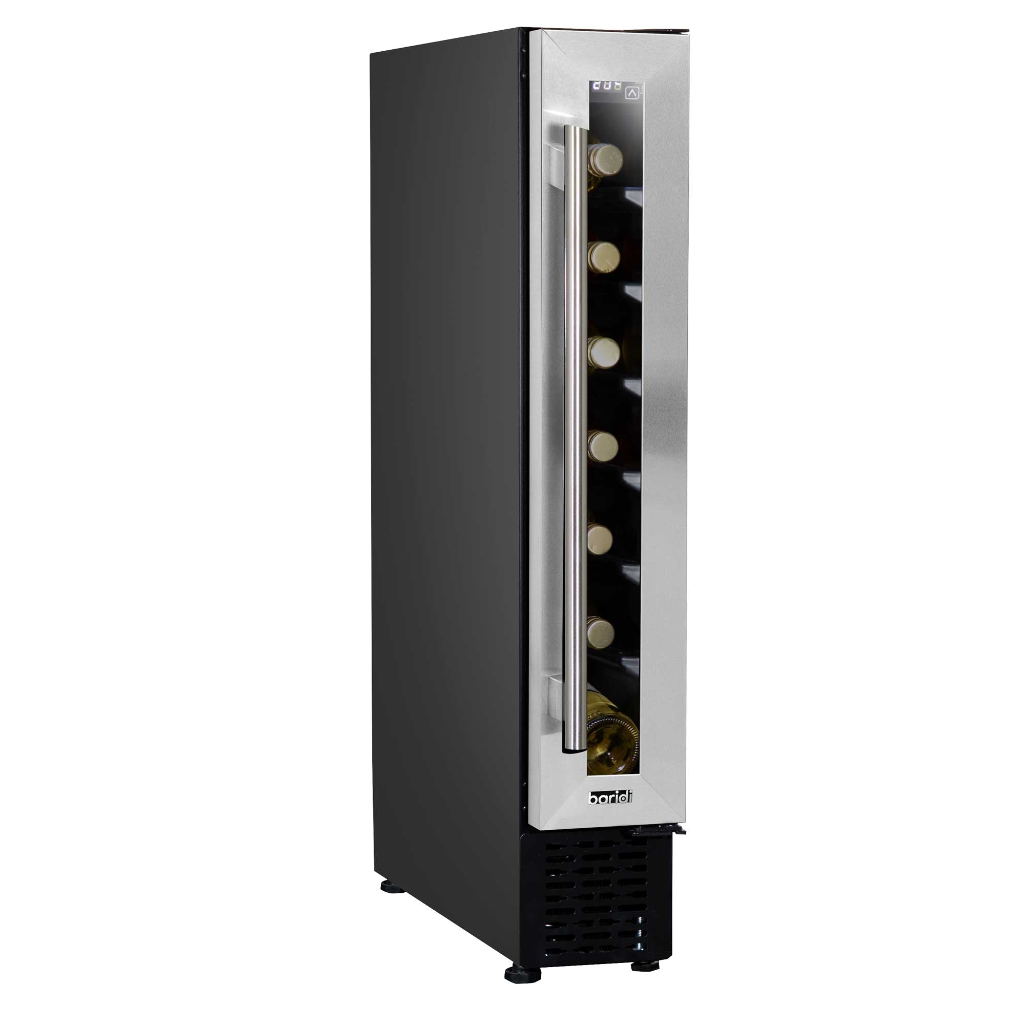 Baridi 7 Bottle 15cm Slim Wine Cooler with Digital Touch Screen Controls, Stainless Steel - DH77 - Dellonda