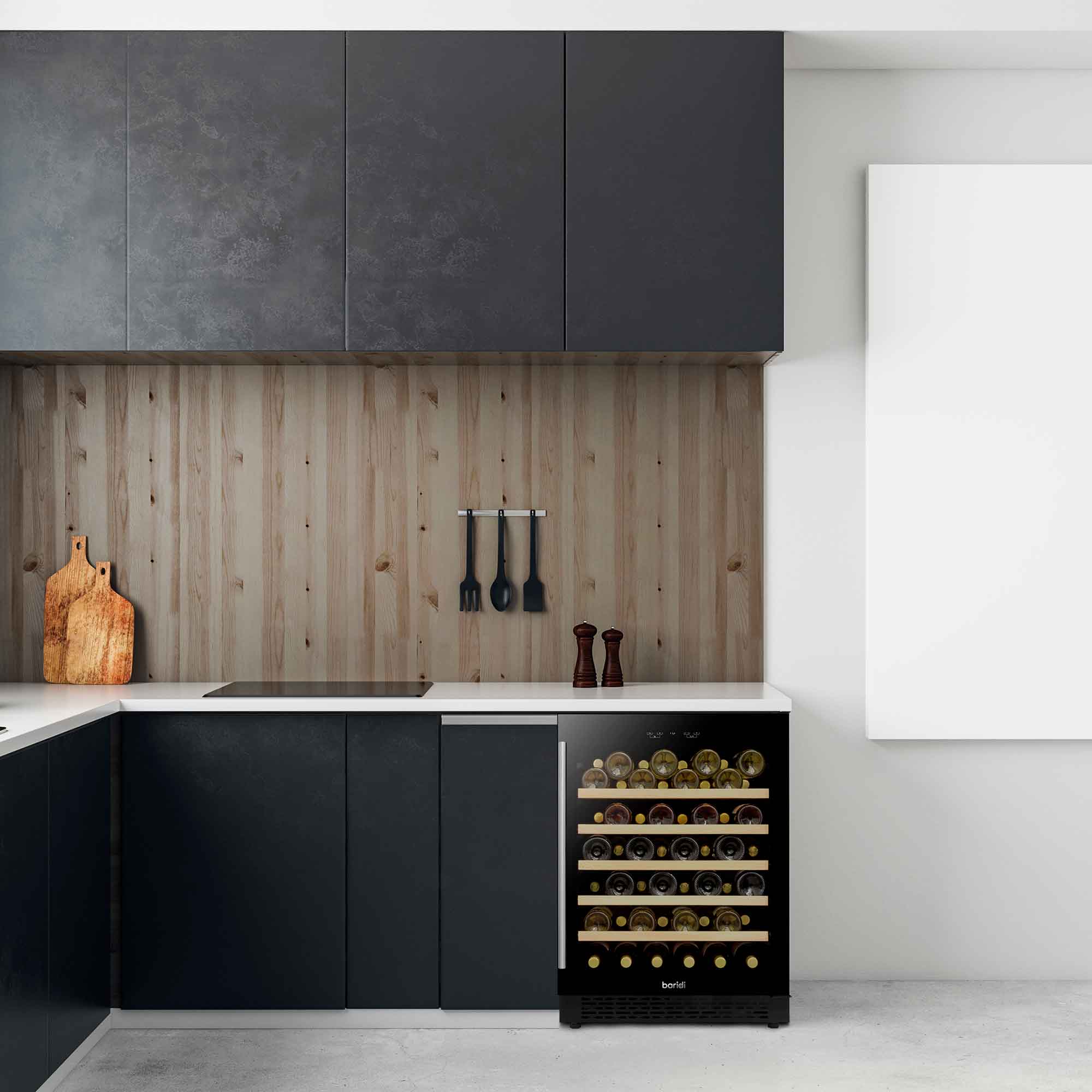 Baridi 54 Bottle Wine Cellar Fridge with Digital Touch Screen Controls, Black - DH78 - Dellonda