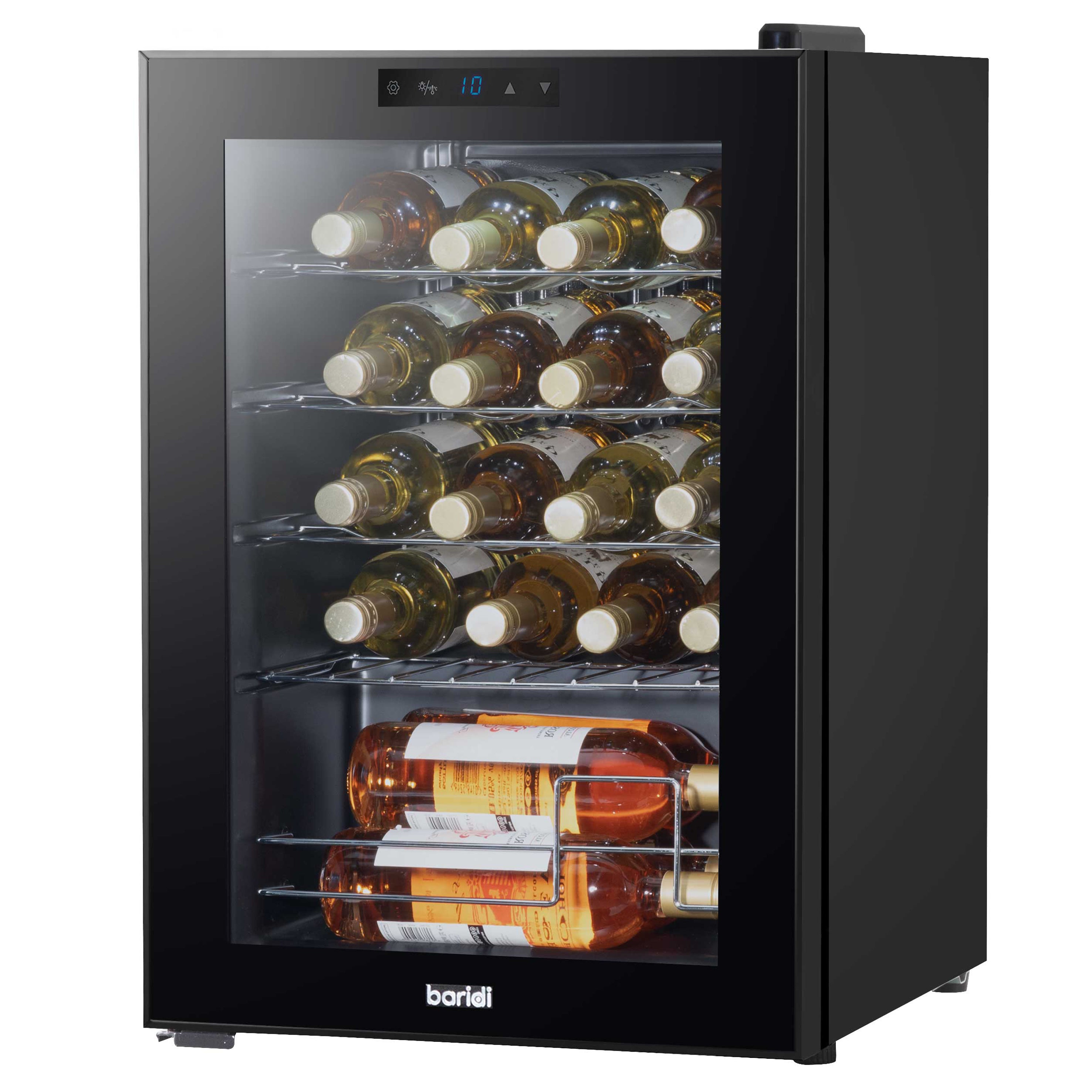 Baridi 20 Bottle Wine Cooler Fridge with Digital Touch Screen Controls & LED Light, Black - DH8 - Dellonda