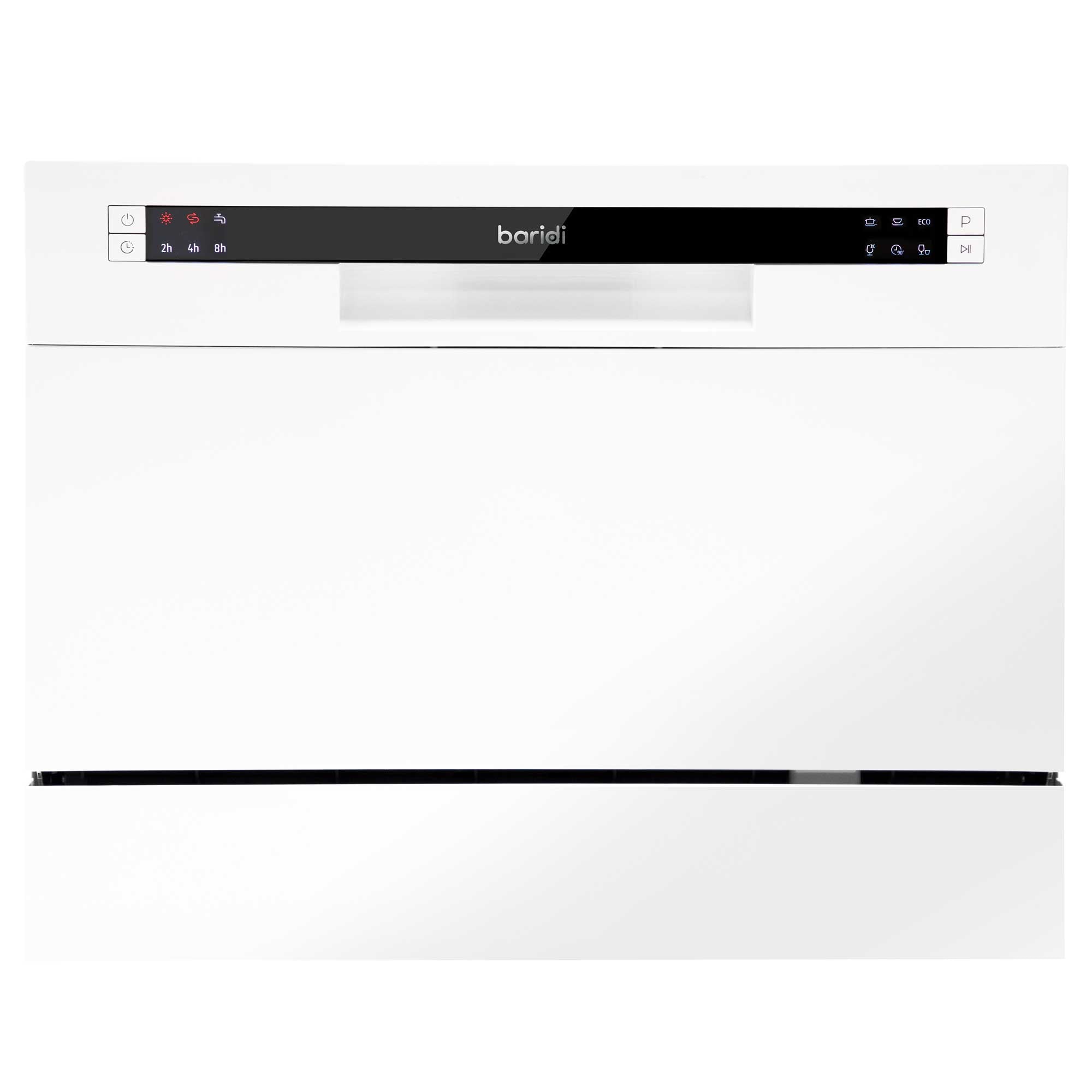 Compact Tabletop Dishwasher 6 Place Settings, 6 Programmes, Low Noise, 6.5L Cycle - White - DH83 - Dellonda