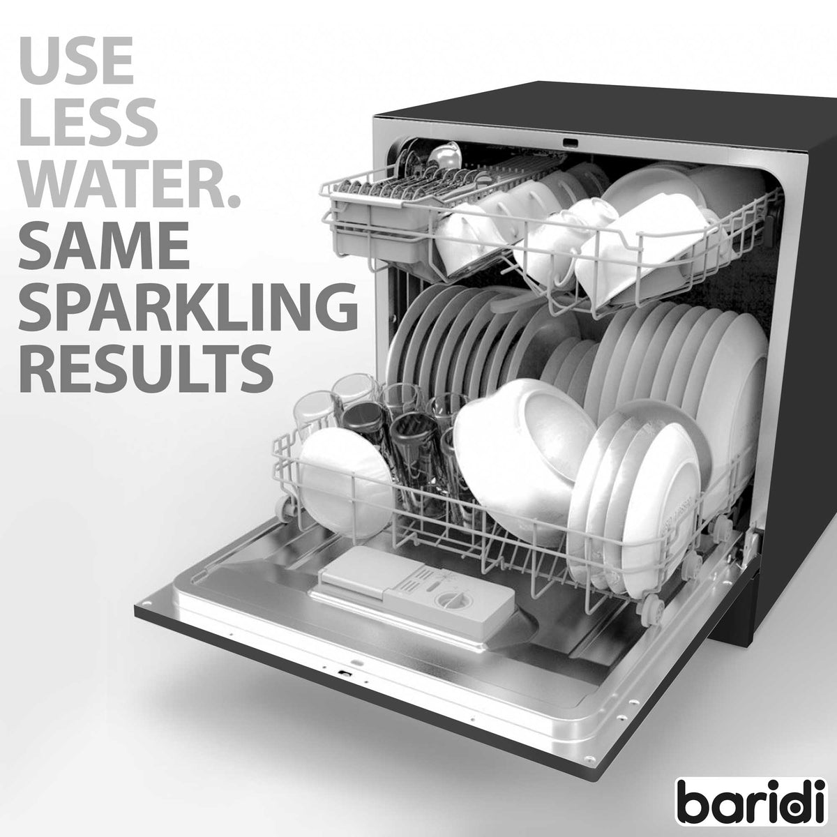 Baridi Compact Tabletop Dishwasher 8 Place Settings 6 Programmes