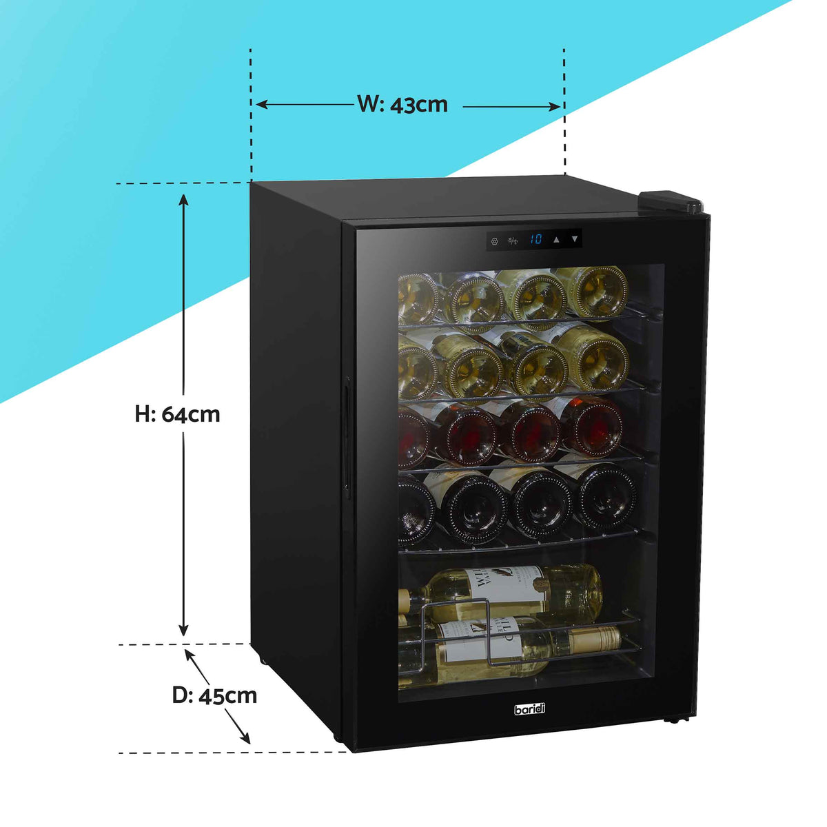 DH8 Baridi 20 Bottle Wine Cooler Fridge Digital Touch Screen
