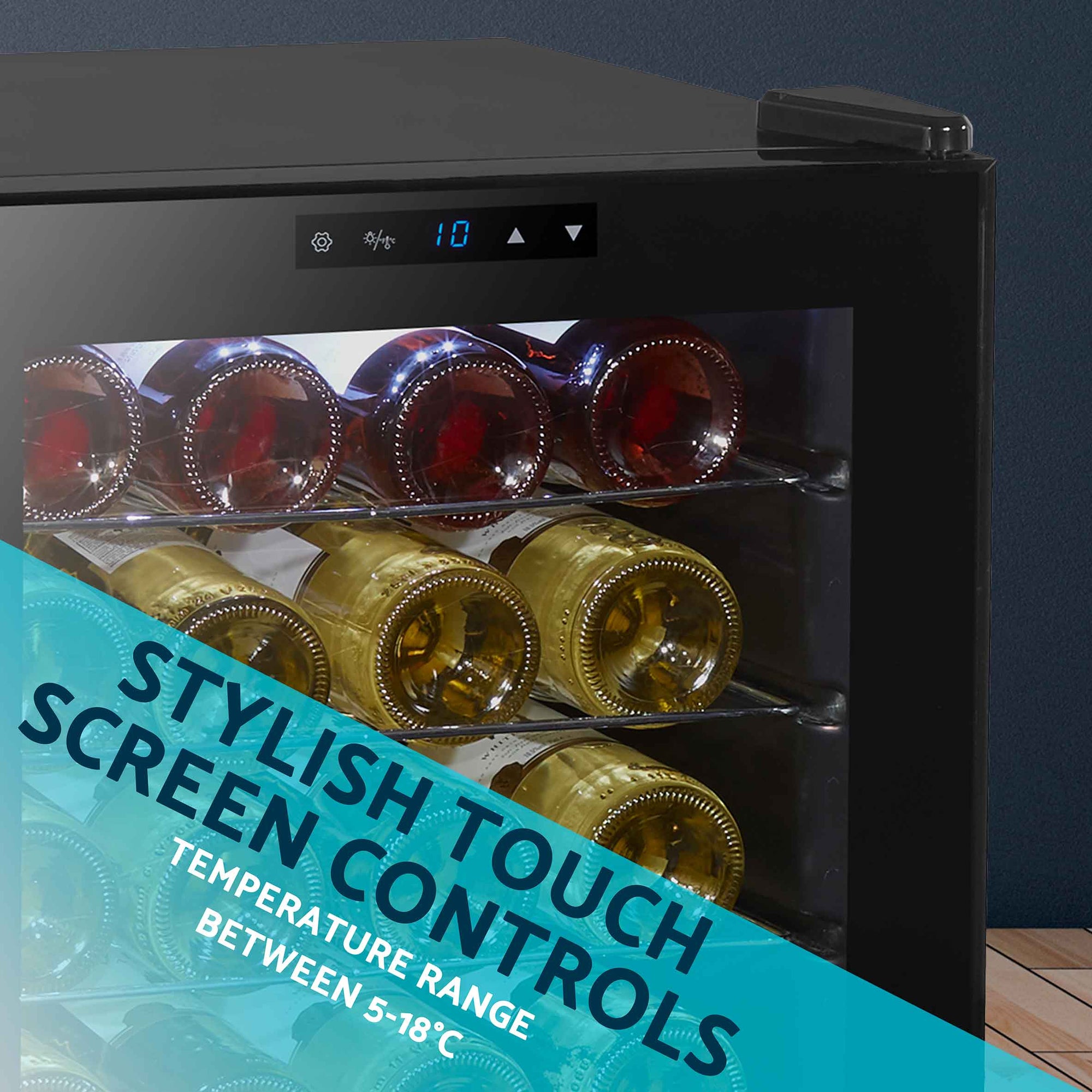 DH9 Baridi 24 Bottle Wine Cooler/Fridge, Digital Touch Screen