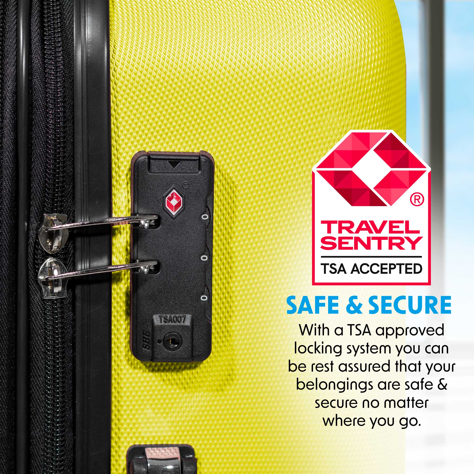 3-Piece Lightweight Luggage Suitcase Trolley Set ABS TSA Lock - Yellow - DL124