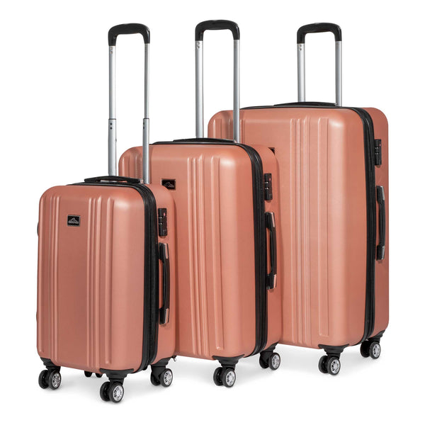 3 Piece Lightweight Luggage Suitcase Trolley Set ABS TSA Lock Rose Gold
