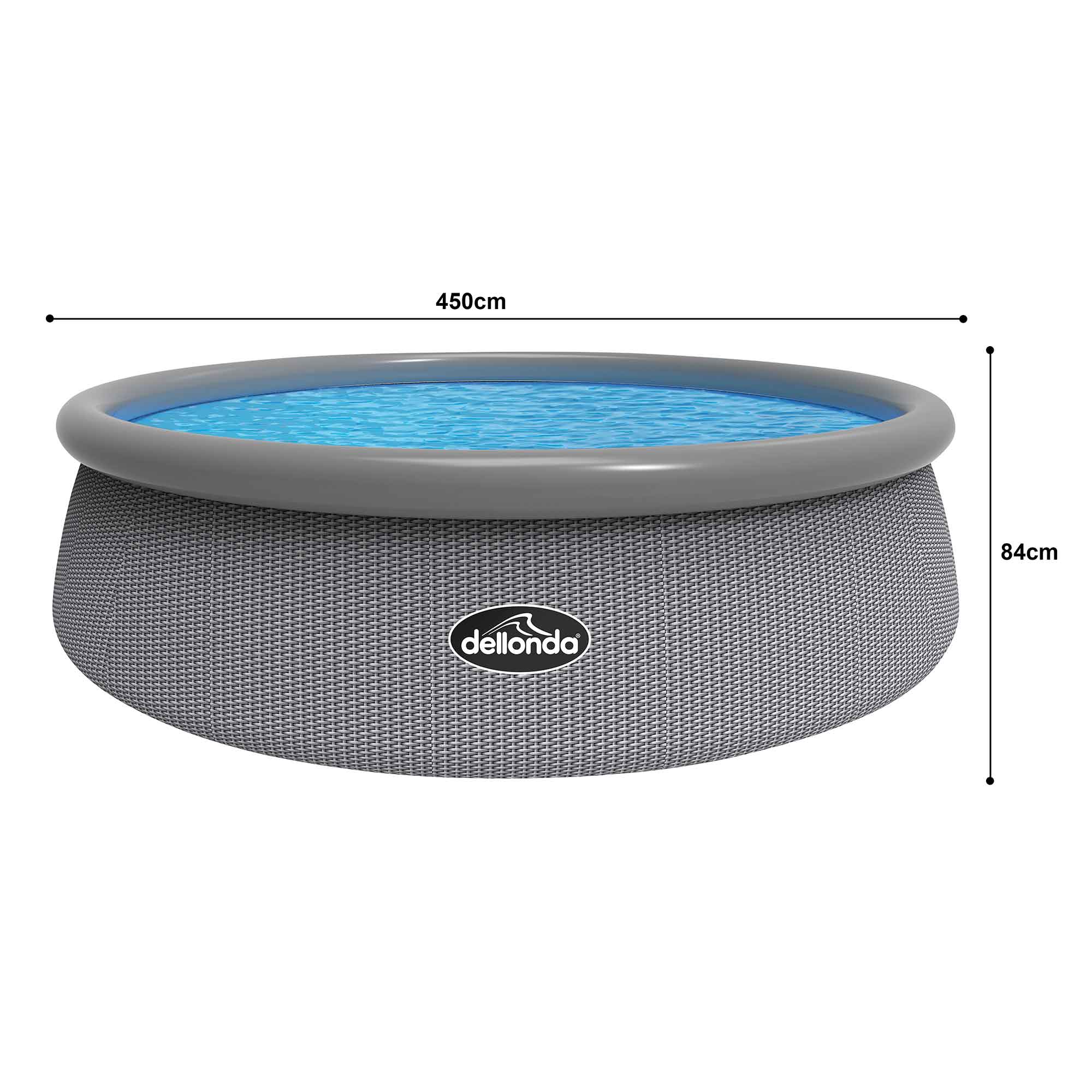 15ft Inflatable Swimming Pool Round with Accessories - Grey Rattan - D